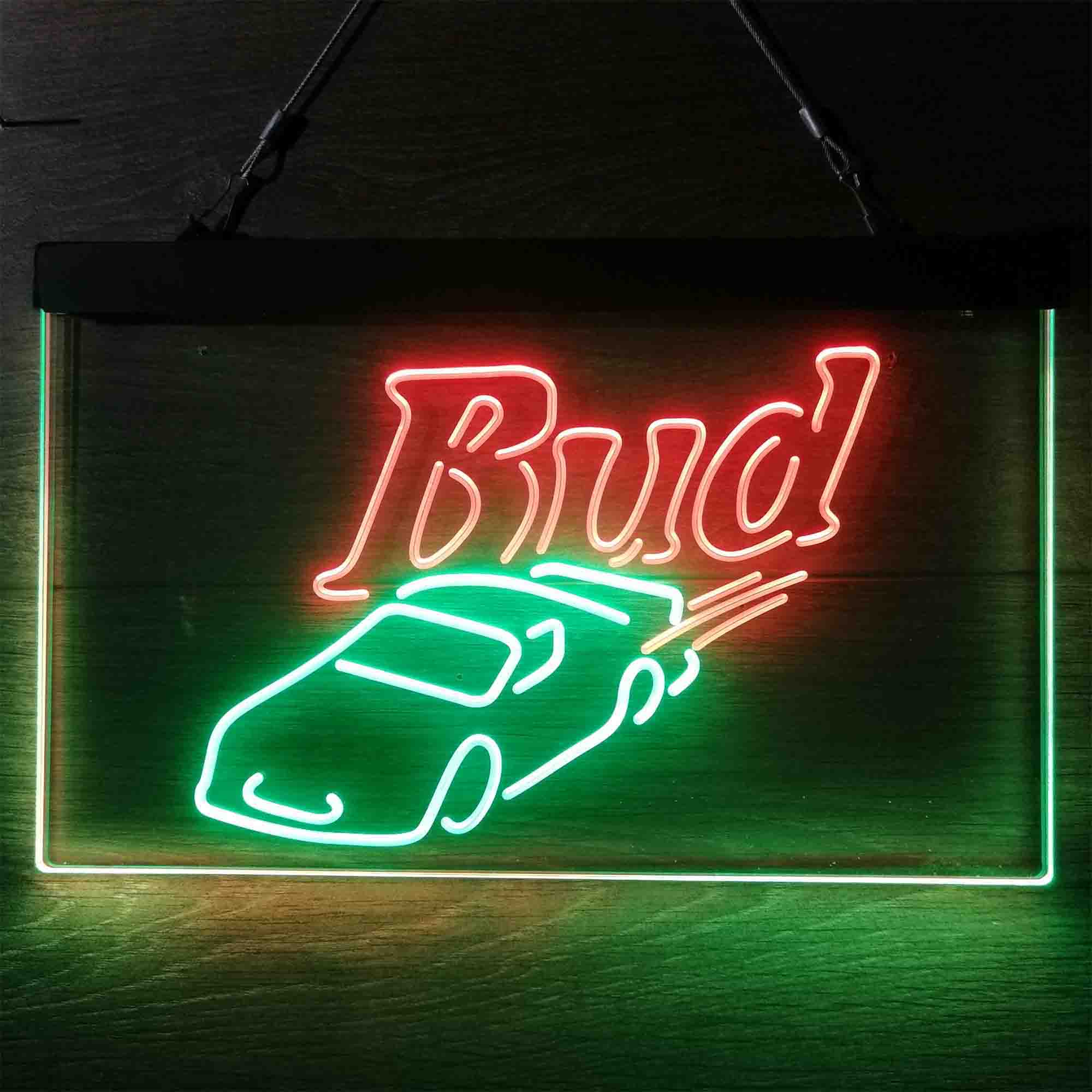 Bud Sport Racing Car Neon LED Sign