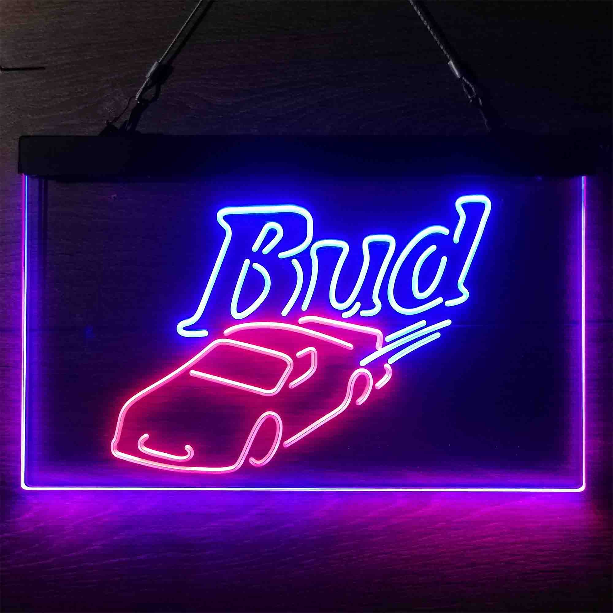 Bud Sport Racing Car Neon LED Sign