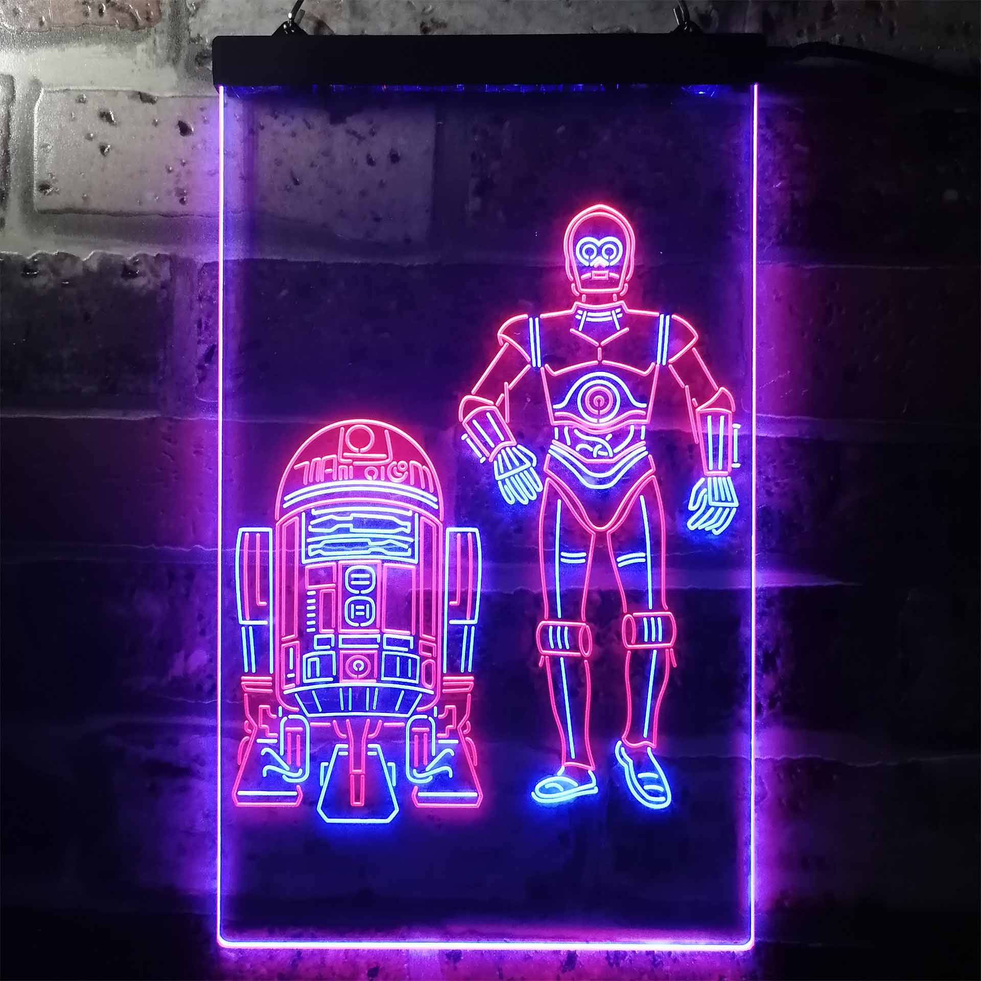 R2D2 C3PO Star Wars Neon LED Sign