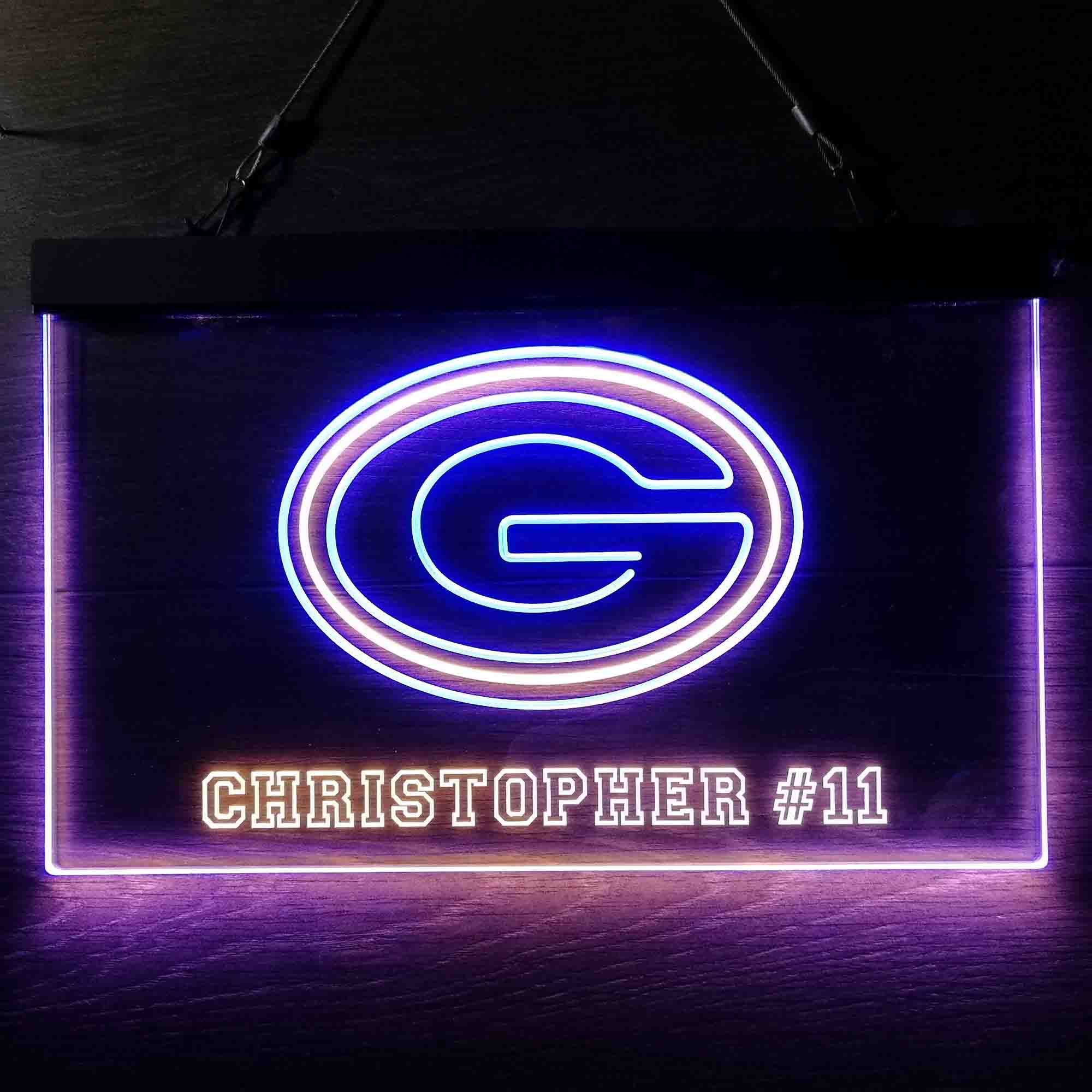 Custom Name Green Bay Packers Home Bar Neon LED Sign