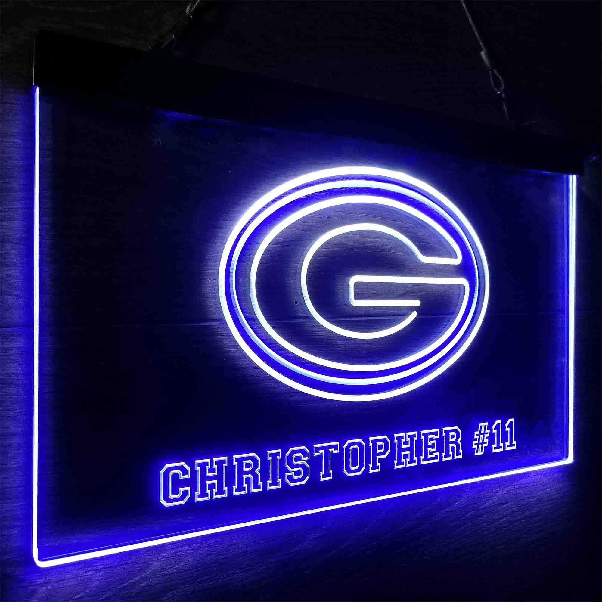 Custom Name Green Bay Packers Home Bar Neon LED Sign