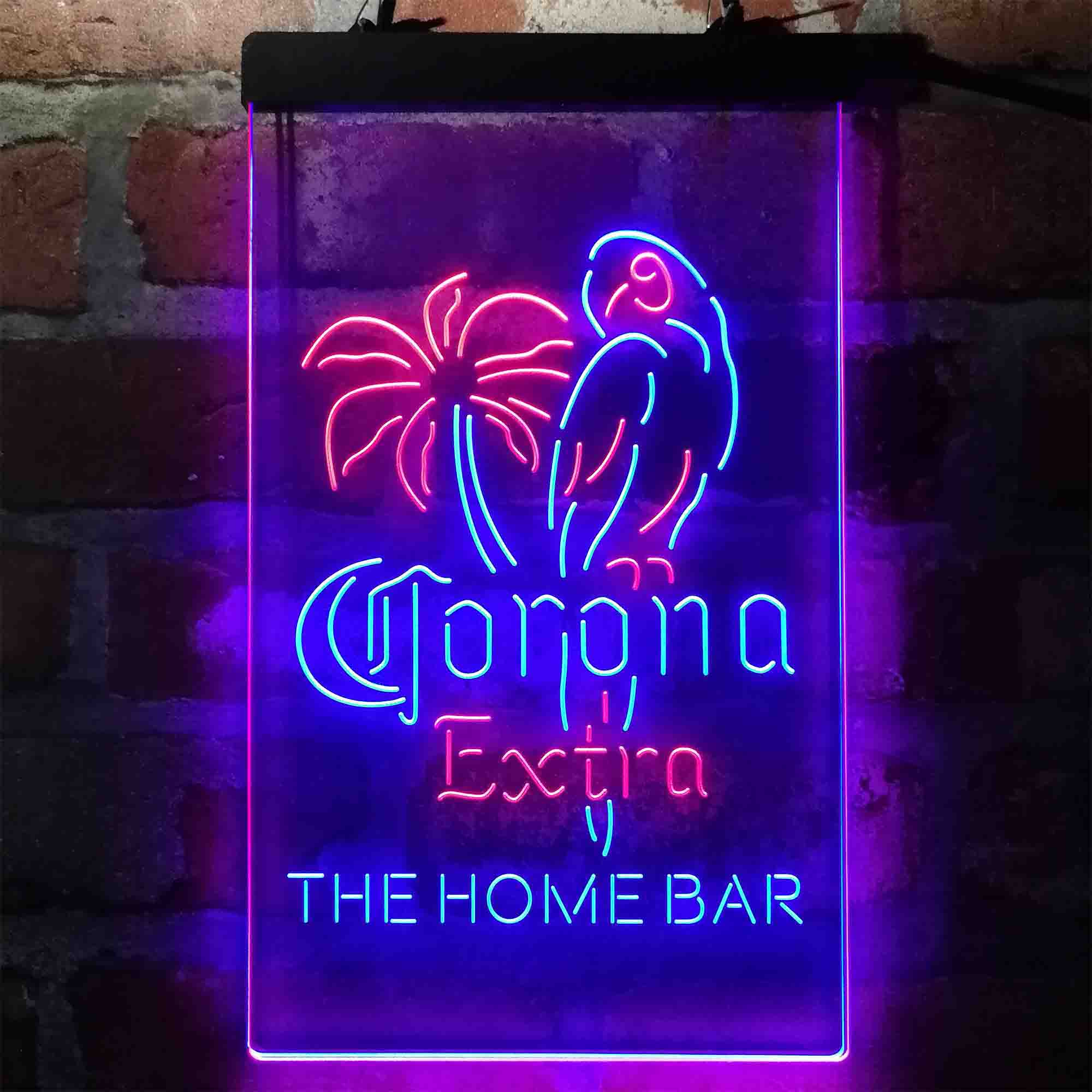 Custom Name Corona Extra Parrot Bird Palm Tree Home Bar Neon LED Sign