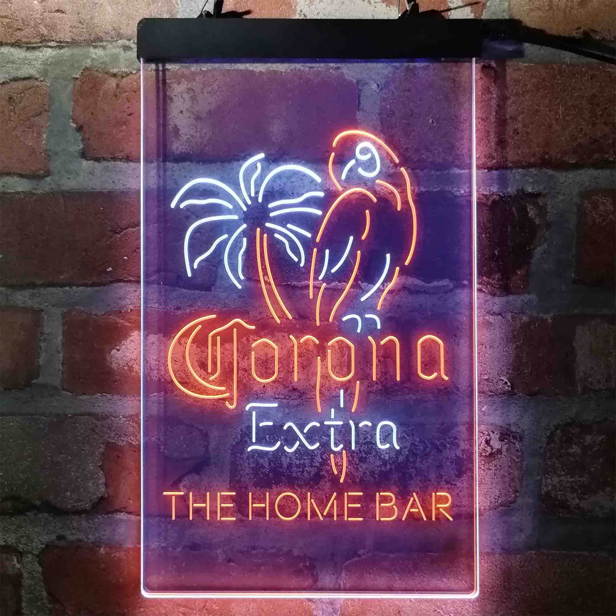 Custom Name Corona Extra Parrot Bird Palm Tree Home Bar Neon LED Sign