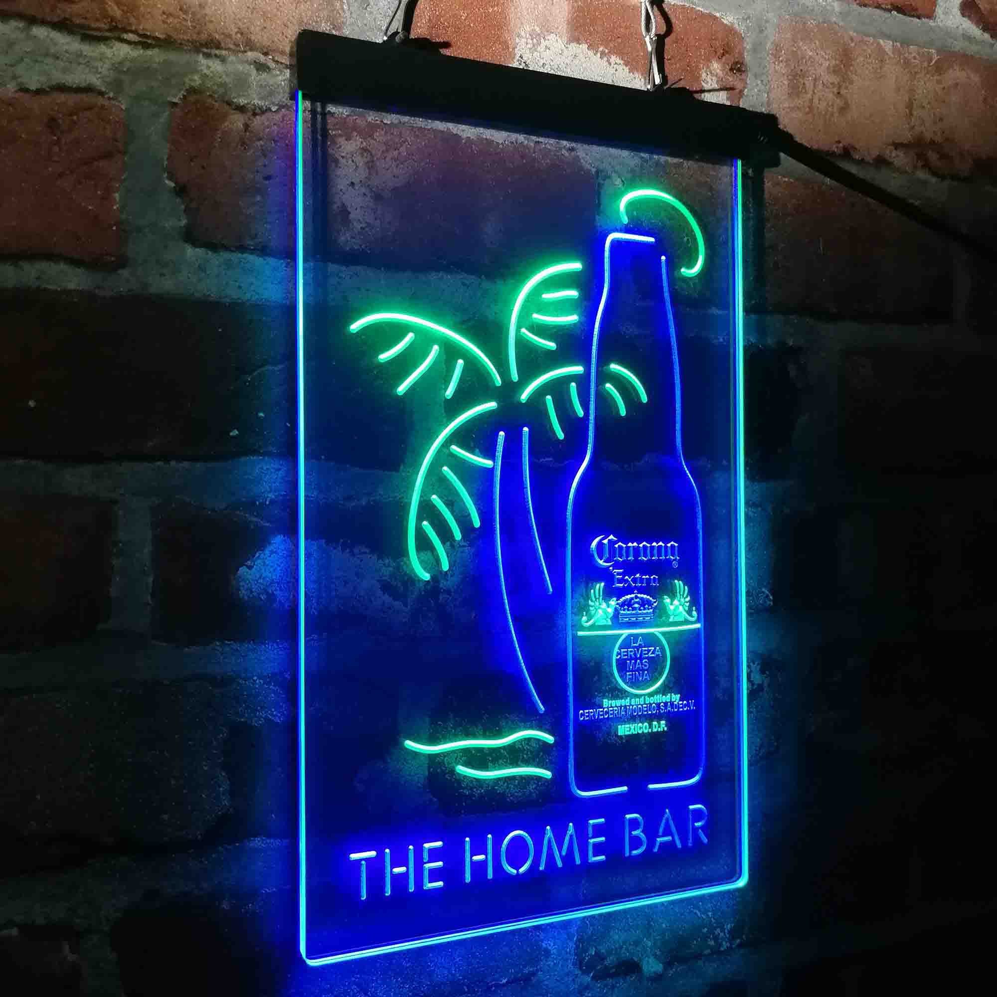 Custom Name Corona Extra Bottle Palm Tree Home Bar Neon LED Sign