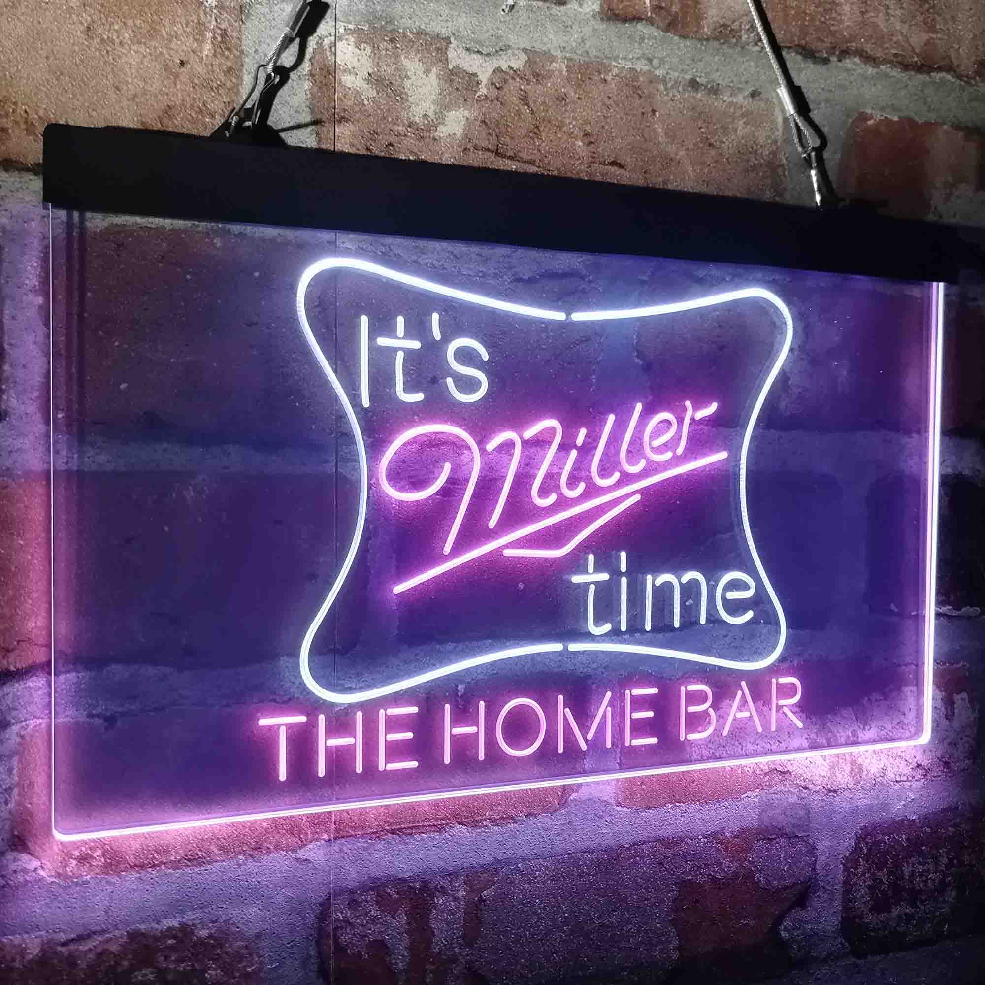 Custom Name It's Miller Time Home Bar Neon LED Sign
