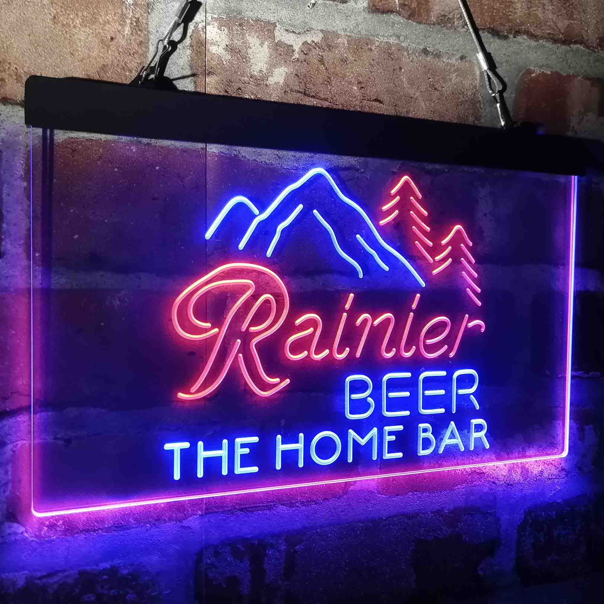 Custom Name Rainier Beer Club Mountain Home Bar Neon LED Sign