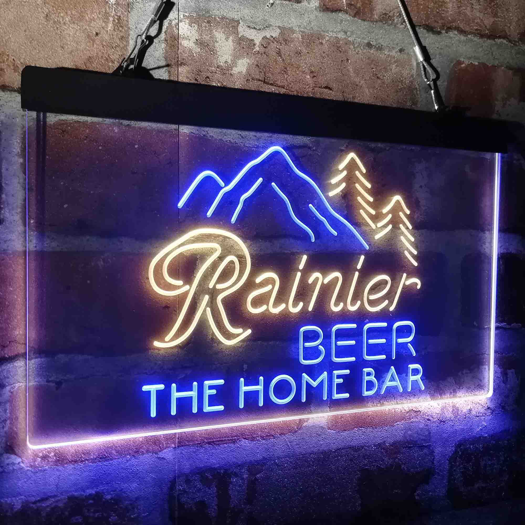 Custom Name Rainier Beer Club Mountain Home Bar Neon LED Sign