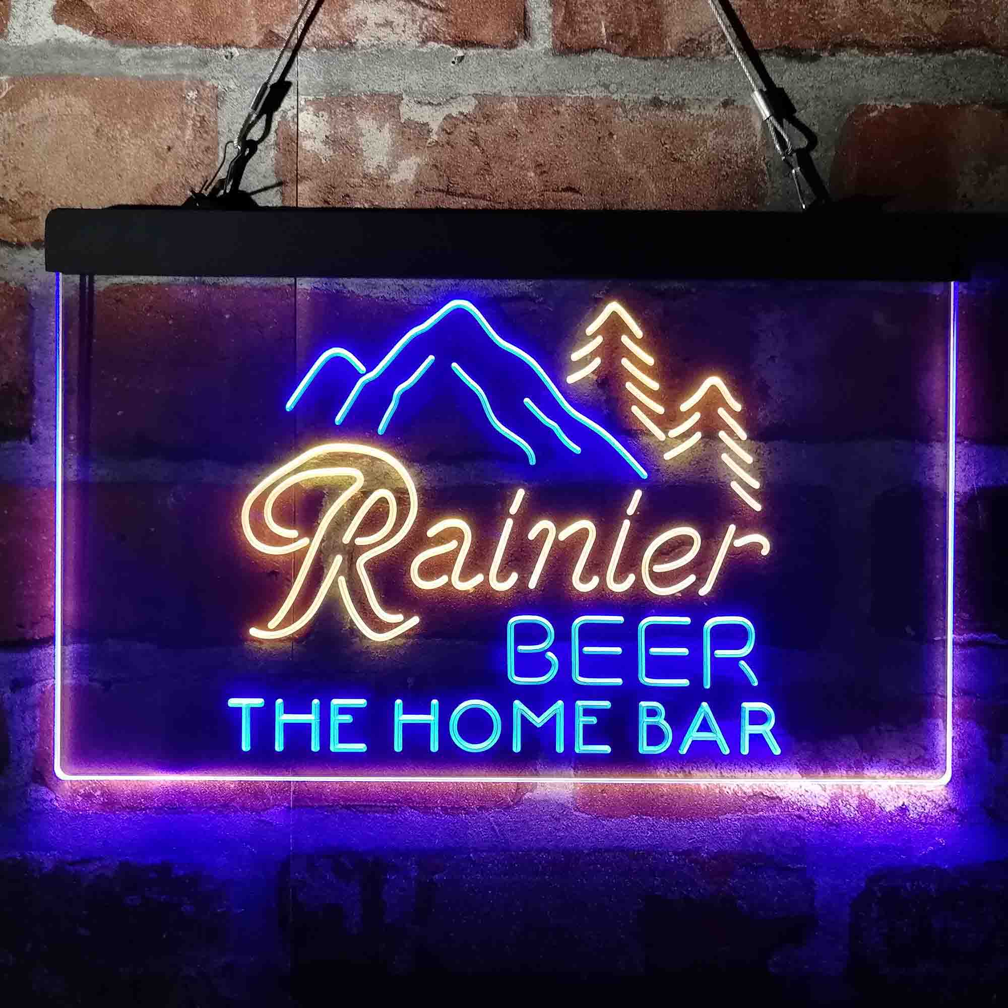 Custom Name Rainier Beer Club Mountain Home Bar Neon LED Sign