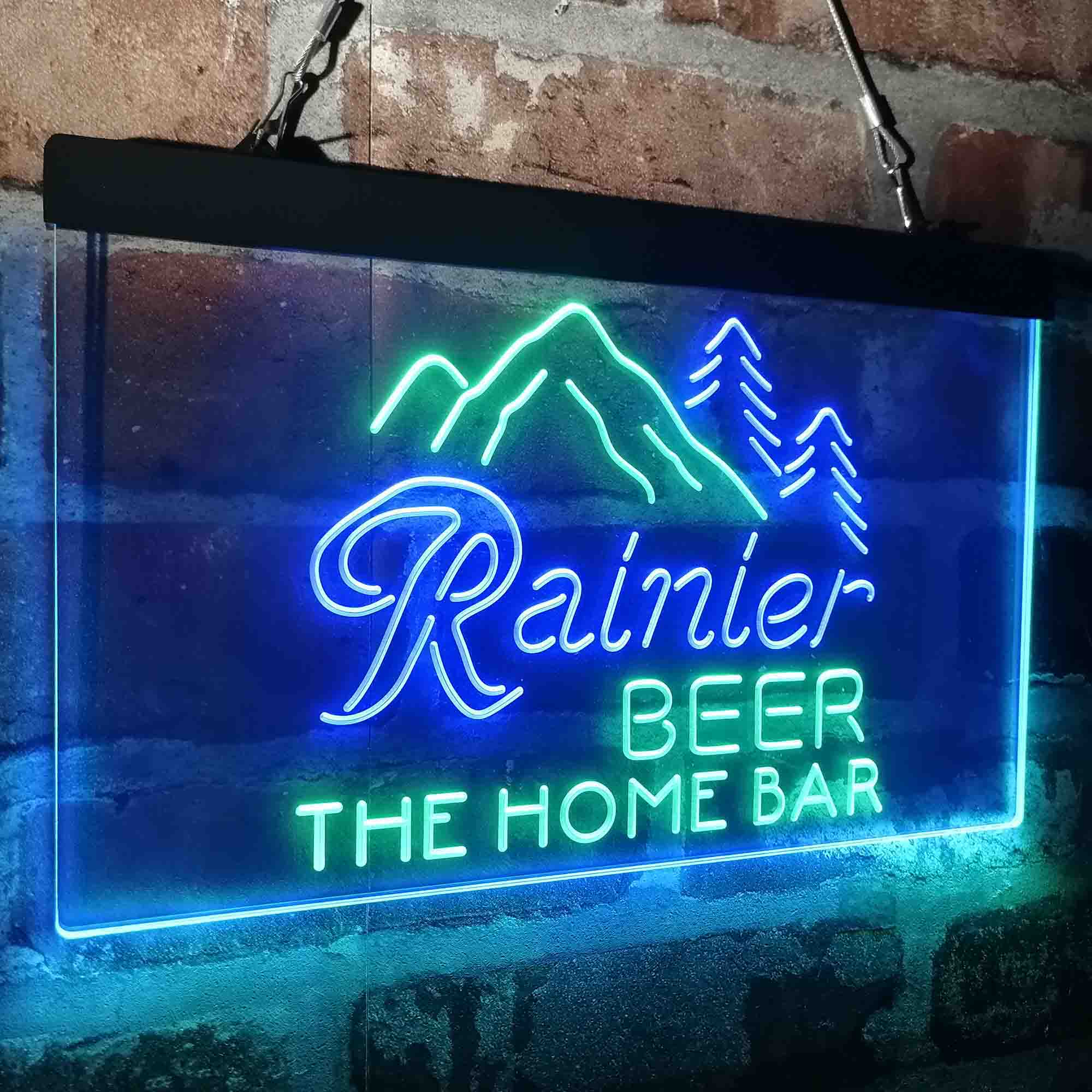 Custom Name Rainier Beer Club Mountain Home Bar Neon LED Sign