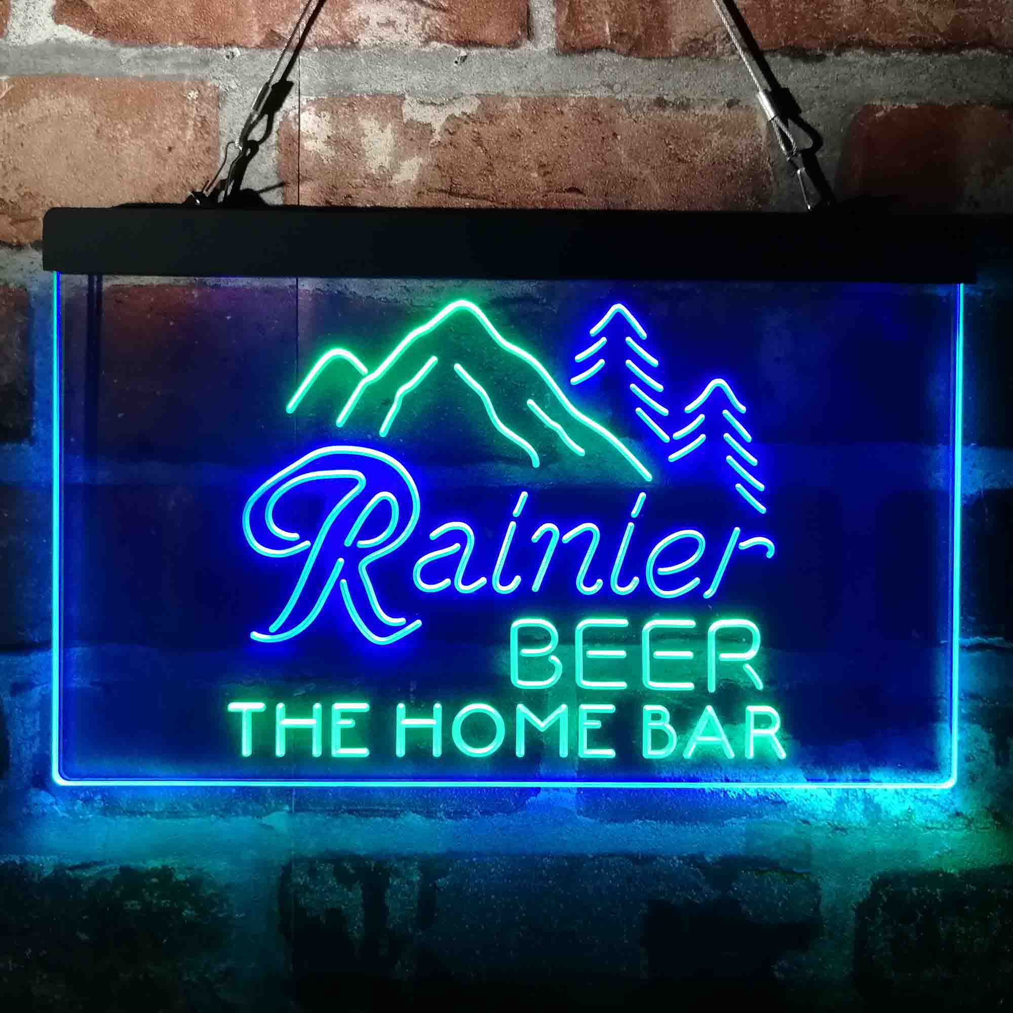 Custom Name Rainier Beer Club Mountain Home Bar Neon LED Sign