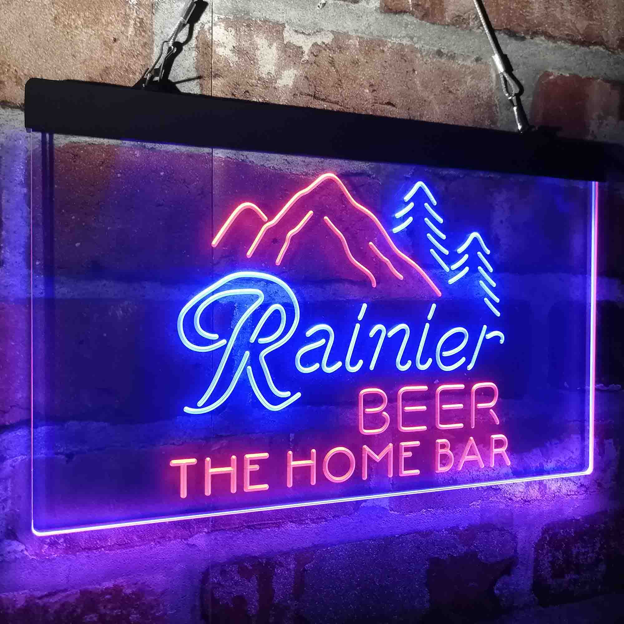 Custom Name Rainier Beer Club Mountain Home Bar Neon LED Sign