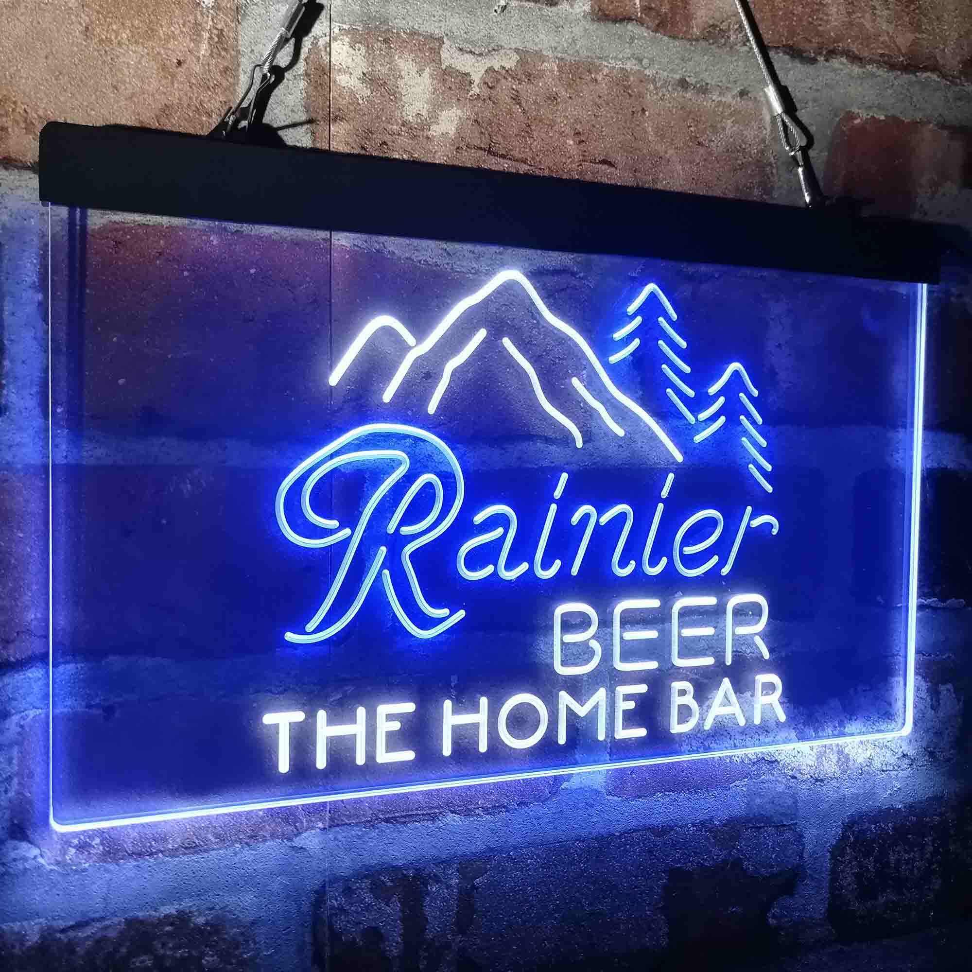 Custom Name Rainier Beer Club Mountain Home Bar Neon LED Sign