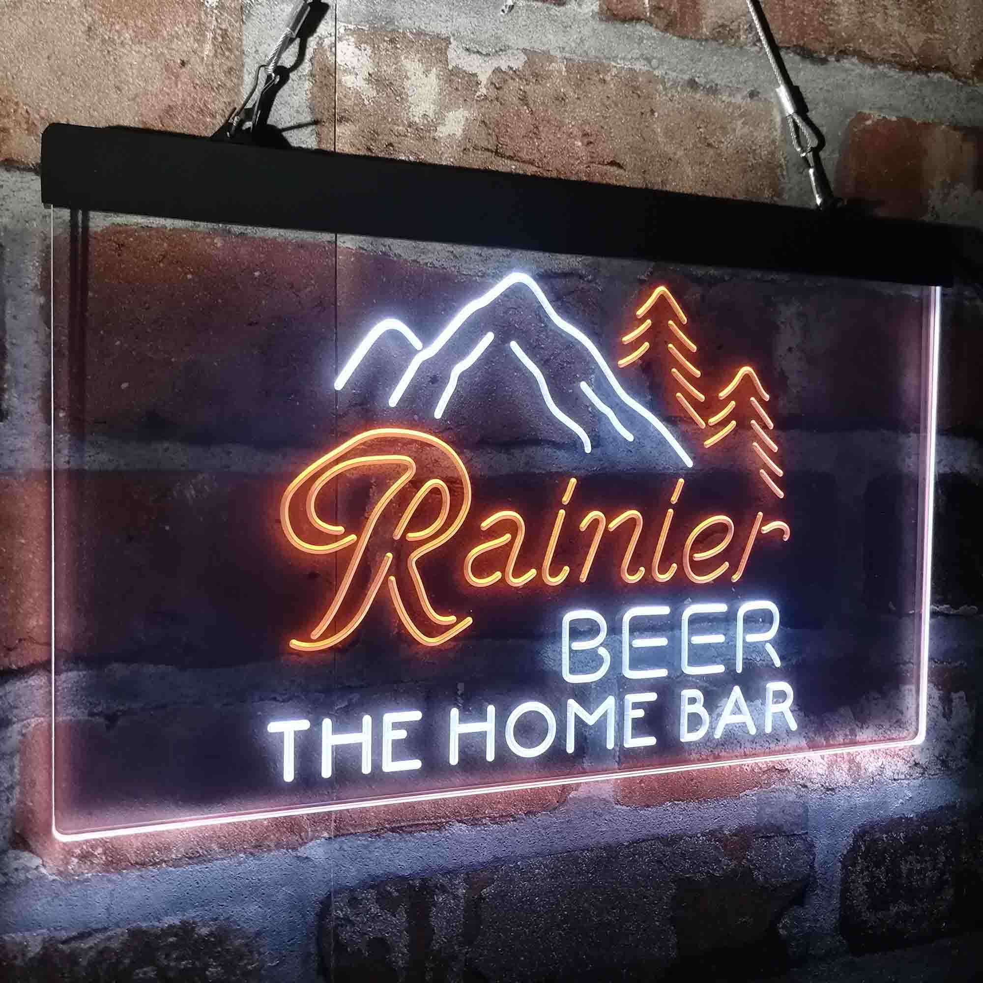 Custom Name Rainier Beer Club Mountain Home Bar Neon LED Sign