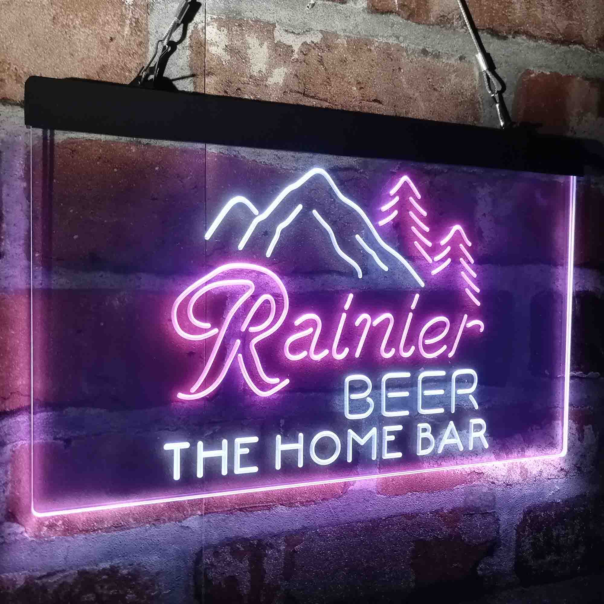 Custom Name Rainier Beer Club Mountain Home Bar Neon LED Sign