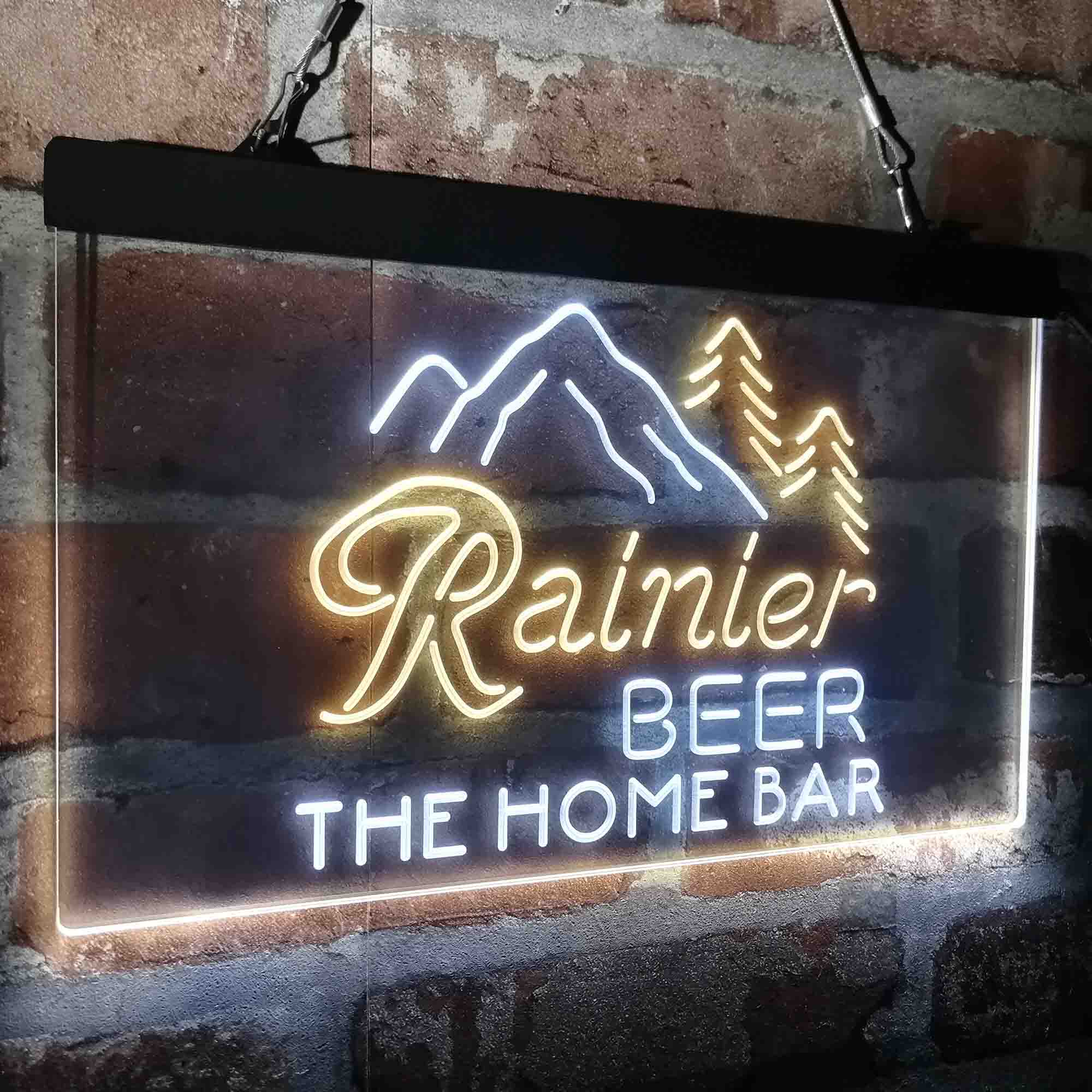 Custom Name Rainier Beer Club Mountain Home Bar Neon LED Sign