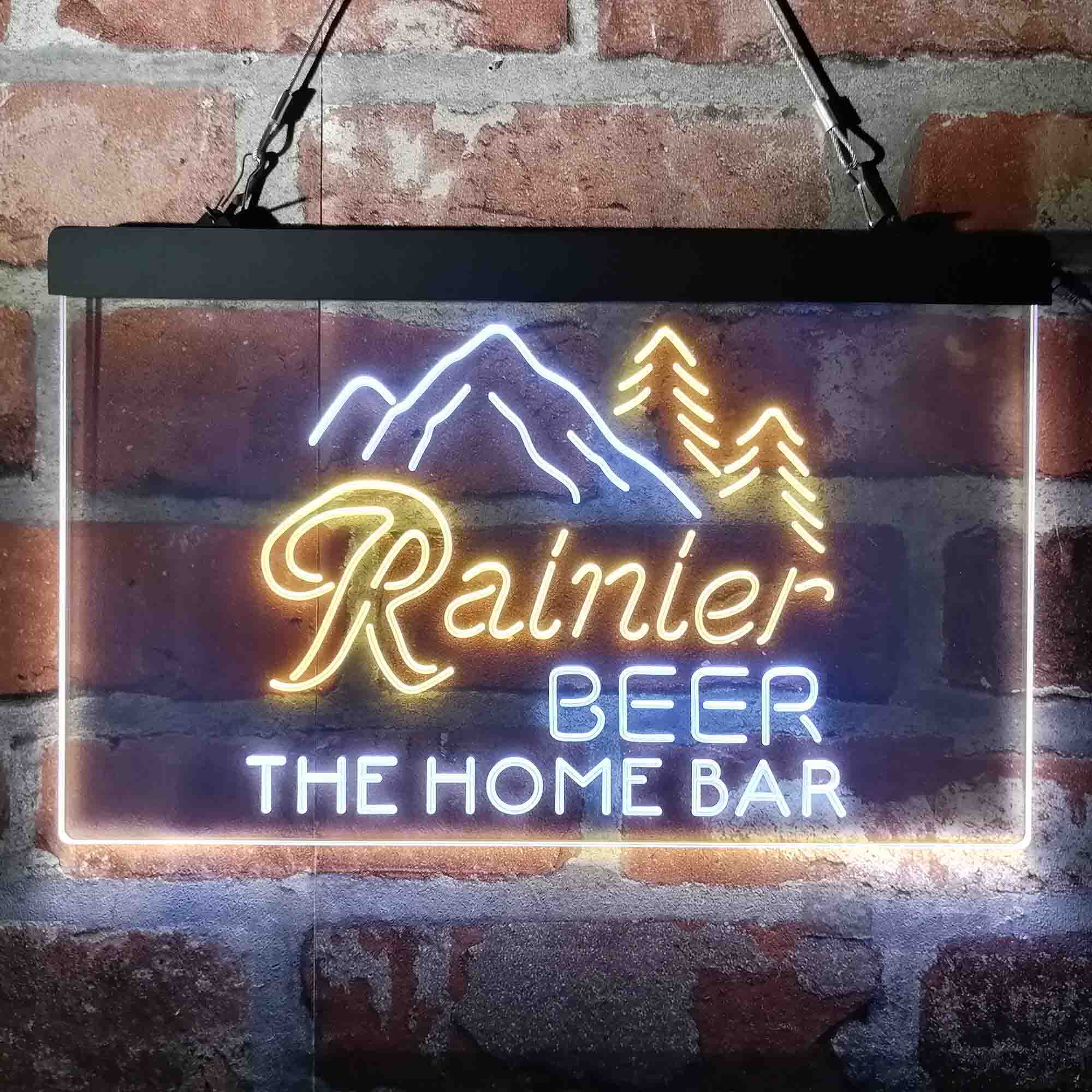 Custom Name Rainier Beer Club Mountain Home Bar Neon LED Sign