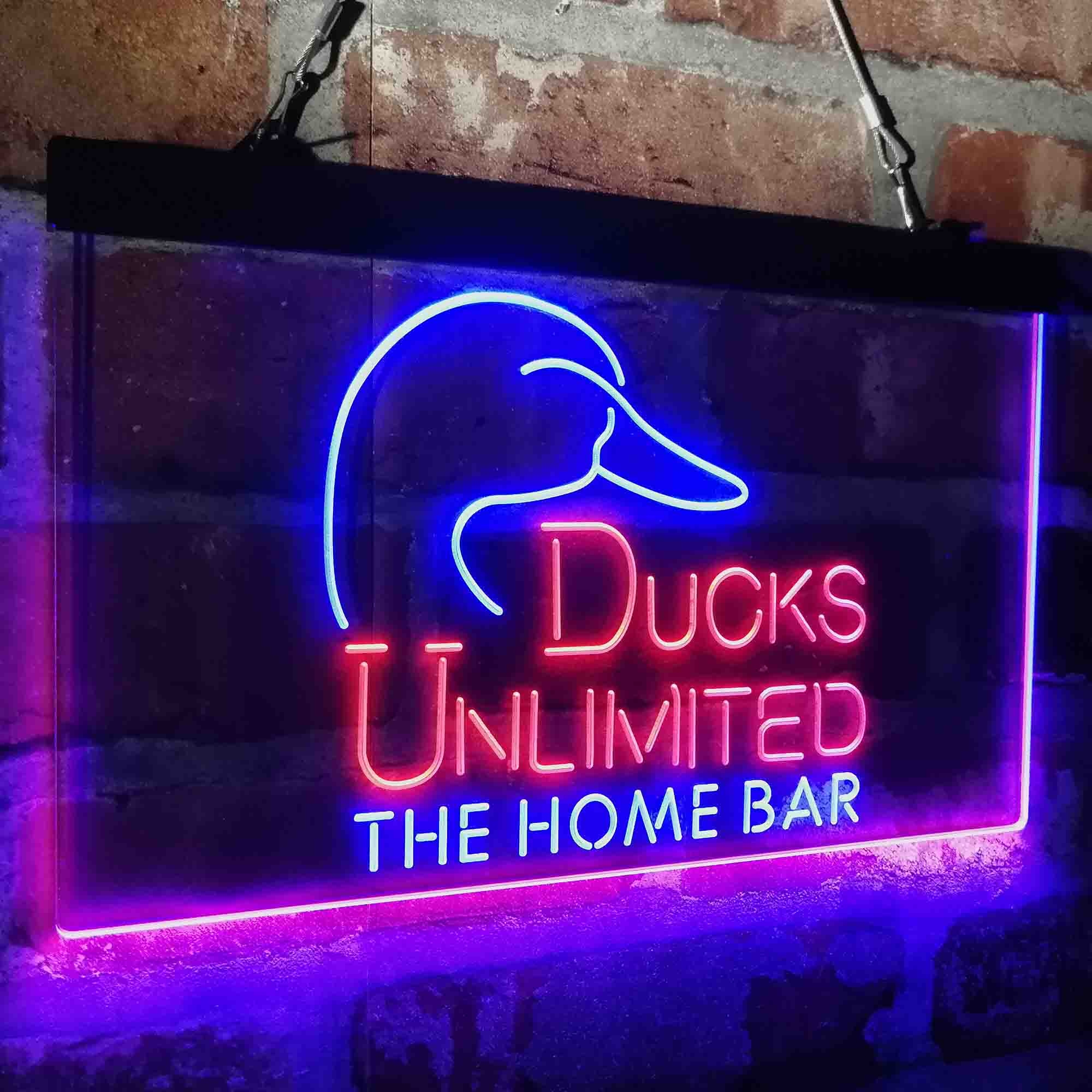 Custom Name Ducks Unlimited 2 Home Bar Neon LED Sign