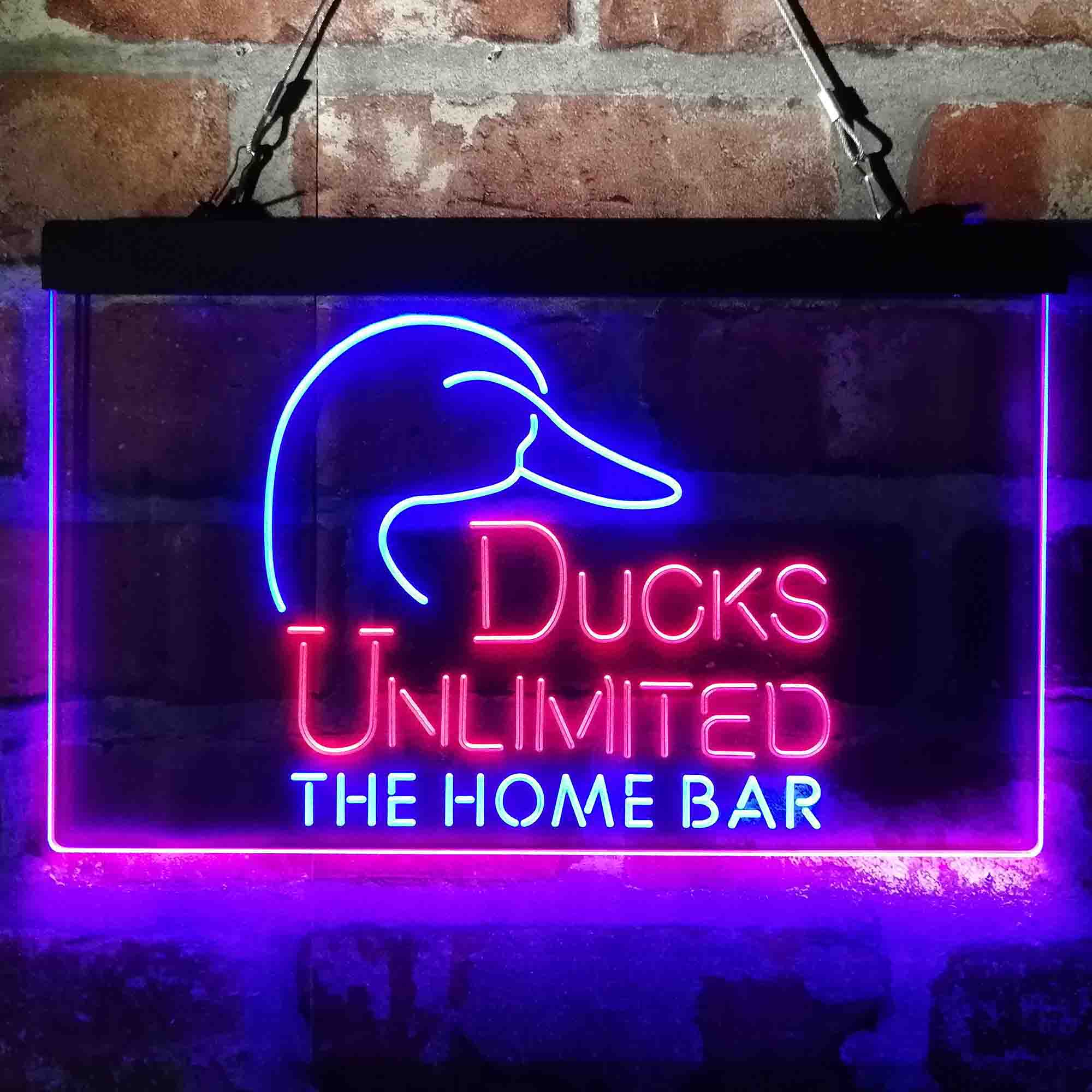 Custom Name Ducks Unlimited 2 Home Bar Neon LED Sign