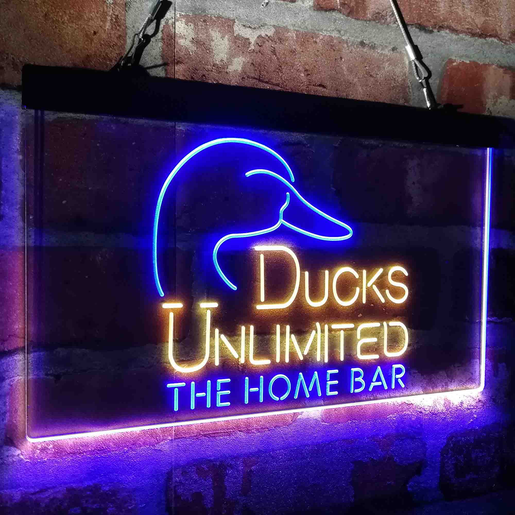 Custom Name Ducks Unlimited 2 Home Bar Neon LED Sign