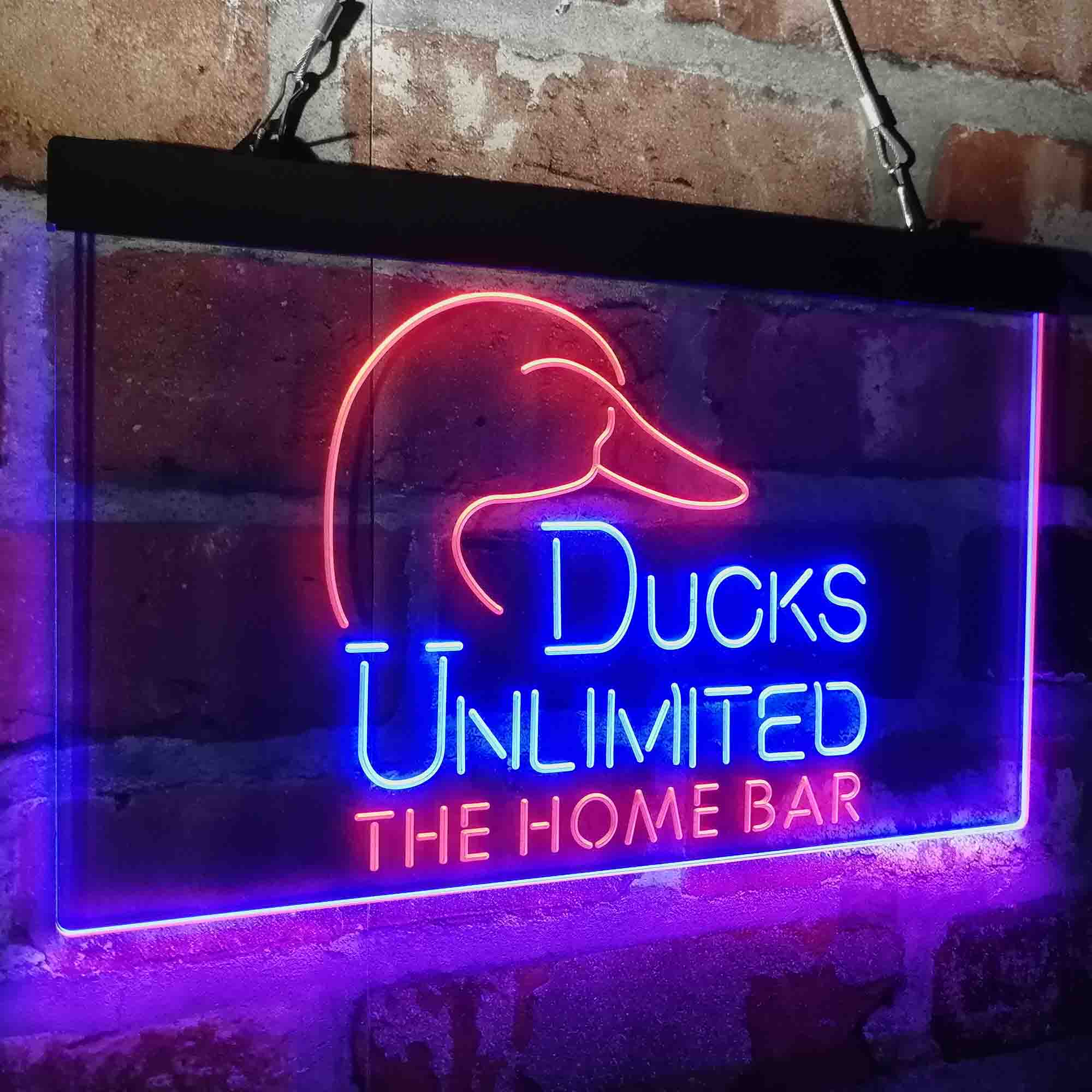 Custom Name Ducks Unlimited 2 Home Bar Neon LED Sign