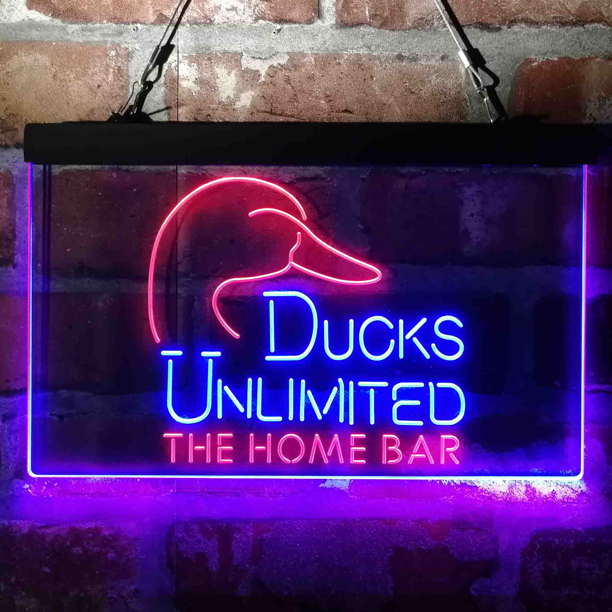 Custom Name Ducks Unlimited 2 Home Bar Neon LED Sign