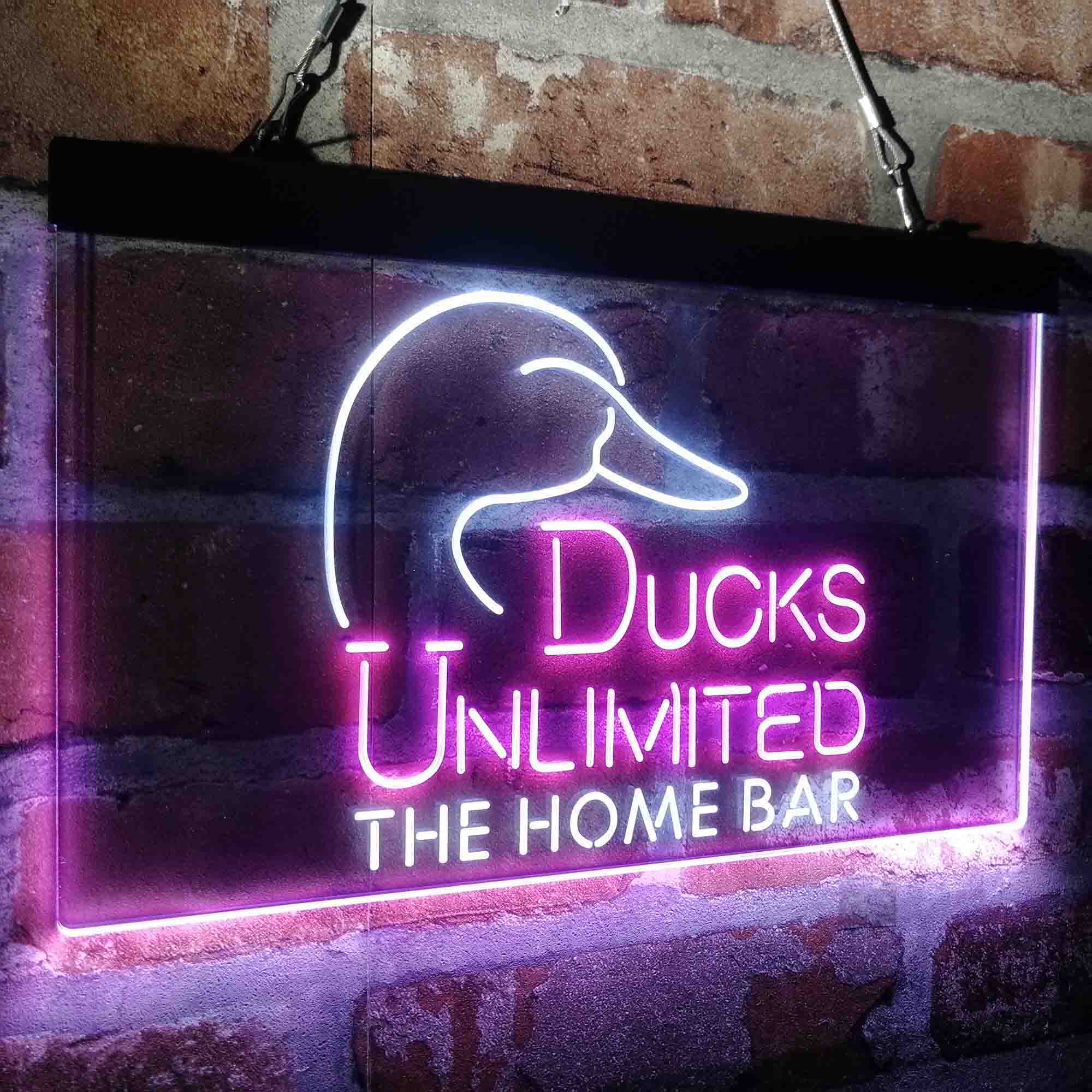 Custom Name Ducks Unlimited 2 Home Bar Neon LED Sign