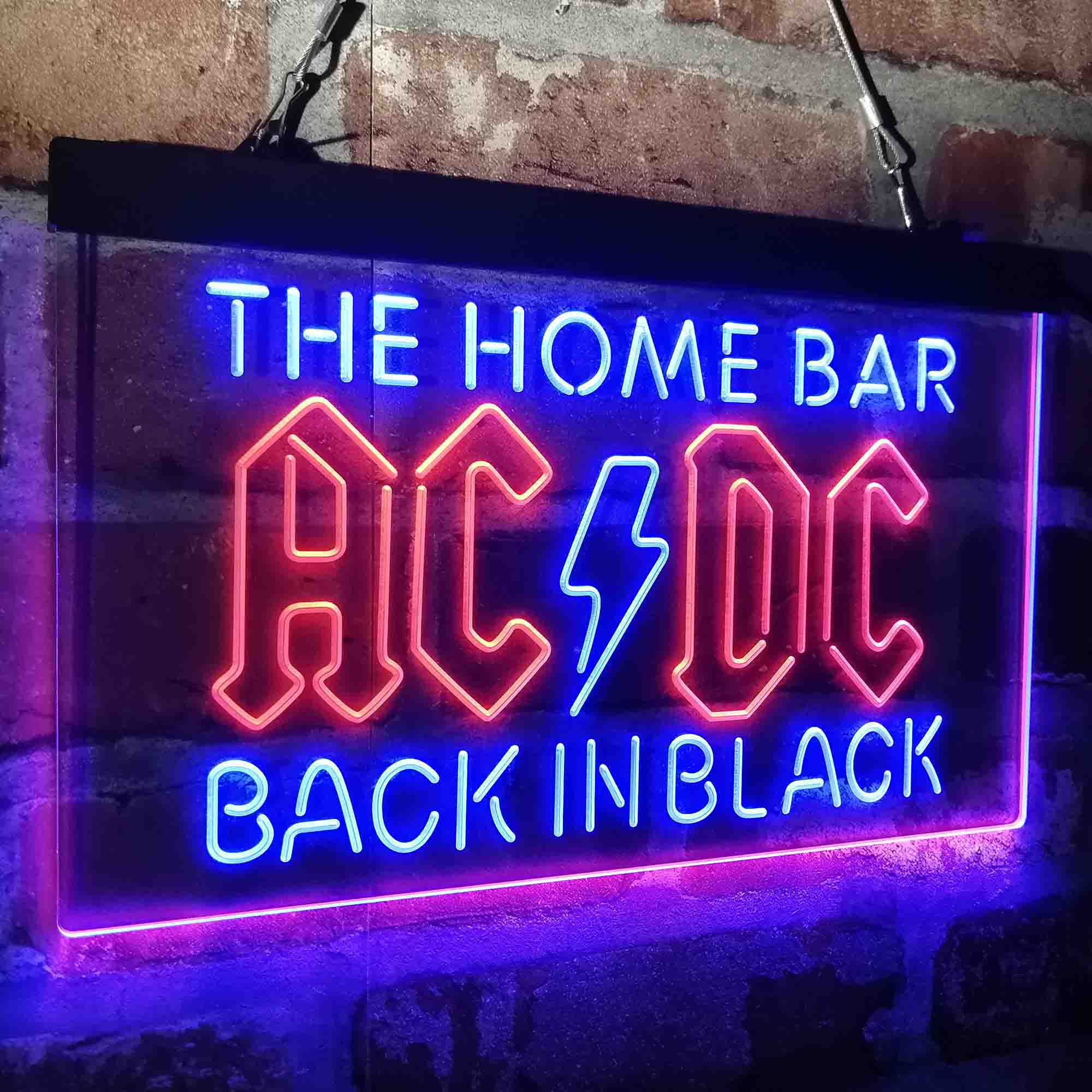 Custom Name ACDC Back in Black Home Bar Neon LED Sign