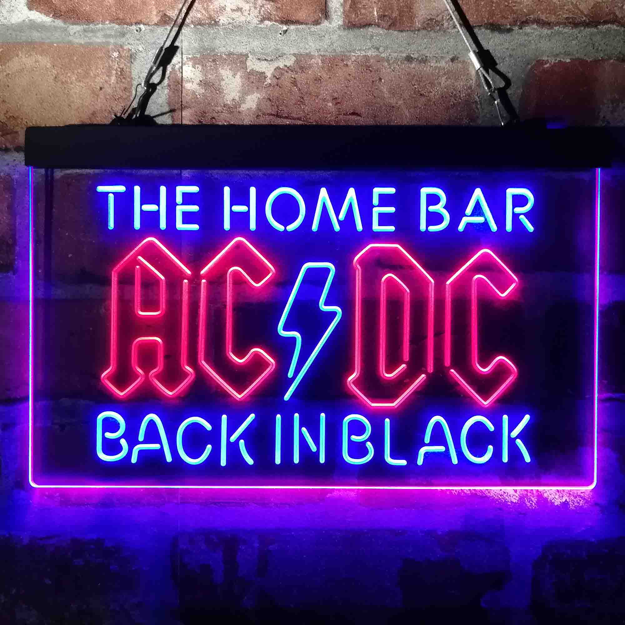 Custom Name ACDC Back in Black Home Bar Neon LED Sign