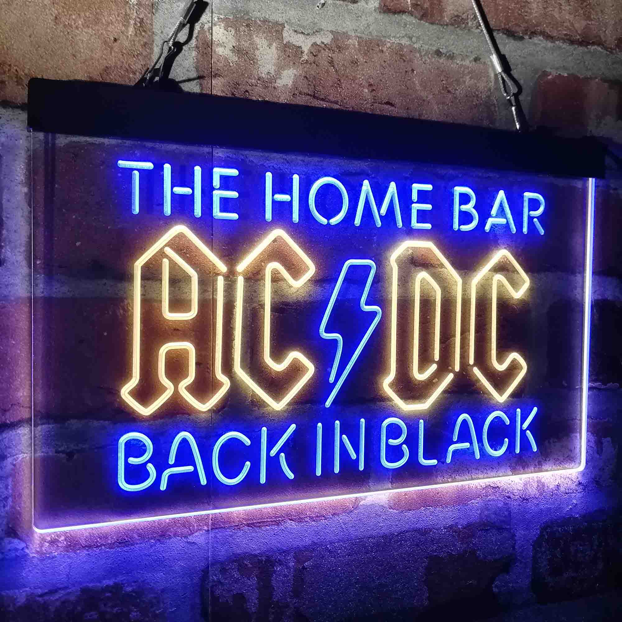 Custom Name ACDC Back in Black Home Bar Neon LED Sign