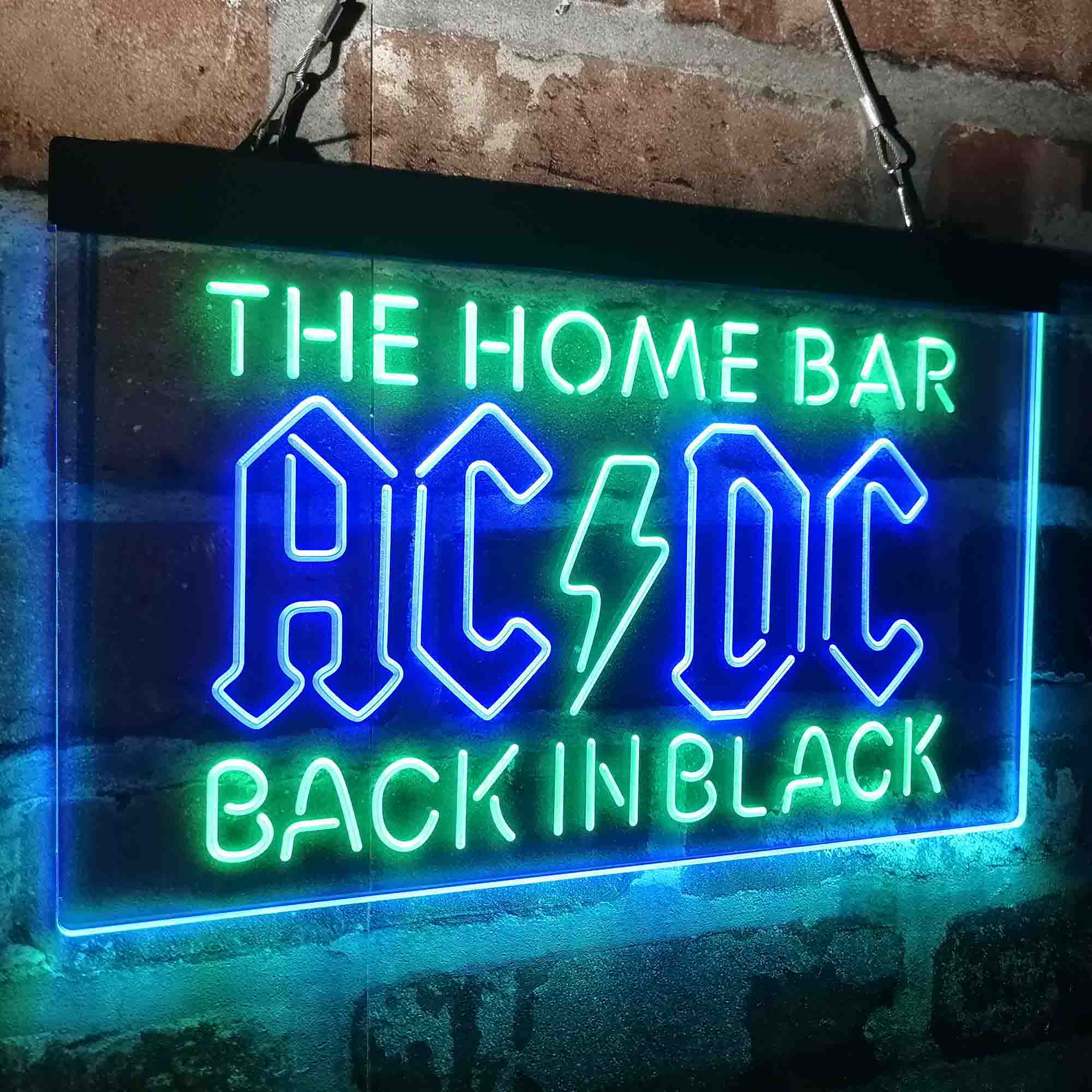 Custom Name ACDC Back in Black Home Bar Neon LED Sign