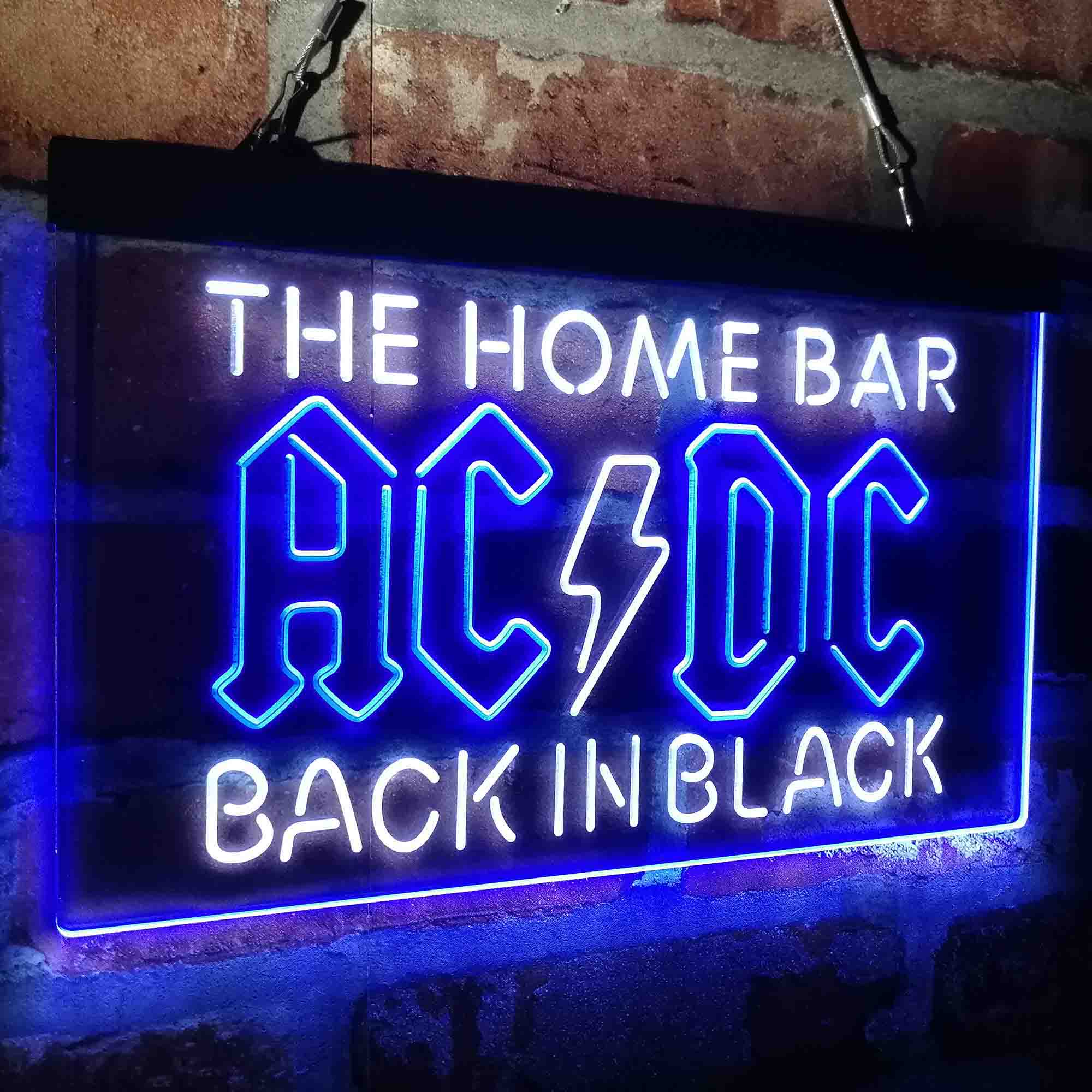 Custom Name ACDC Back in Black Home Bar Neon LED Sign