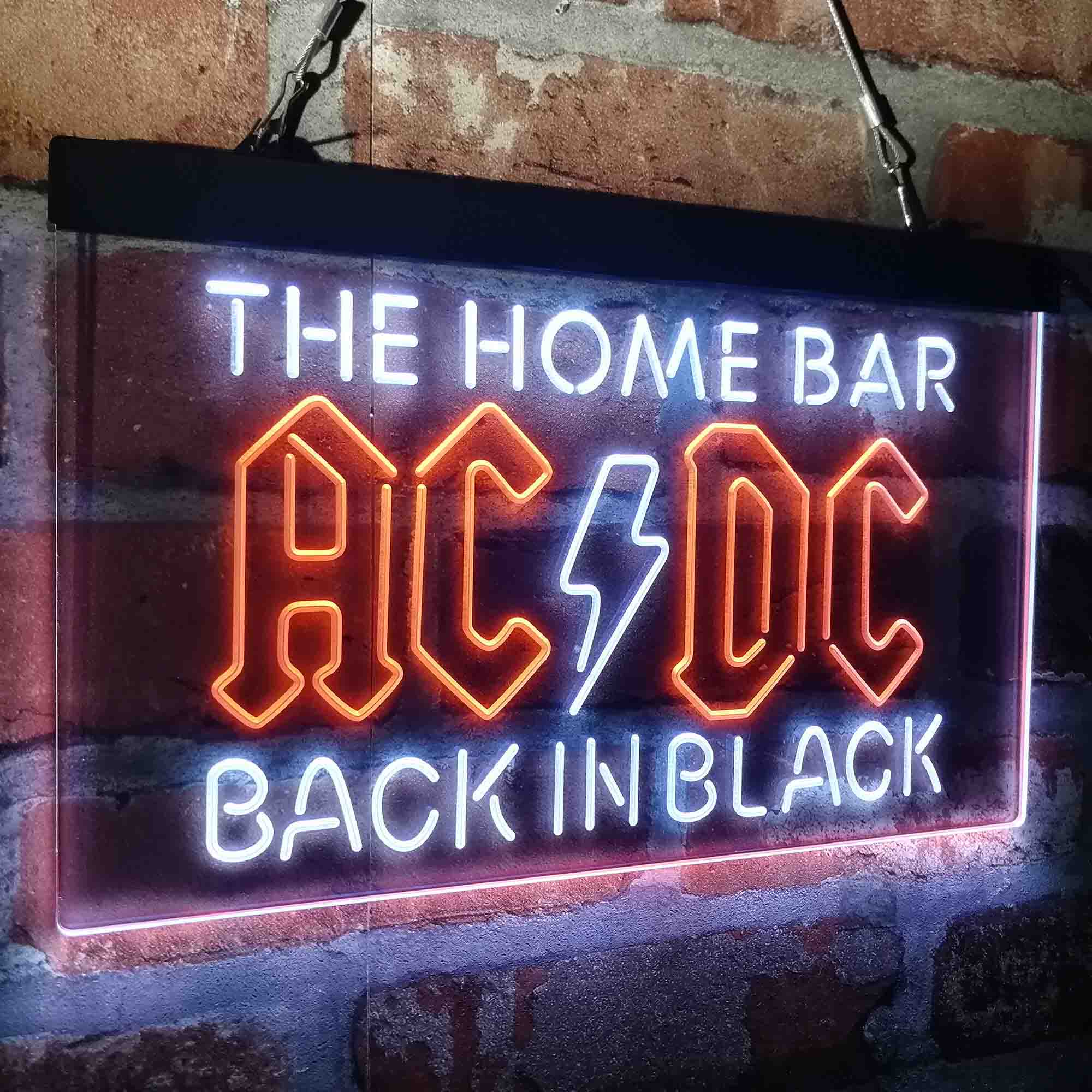 Custom Name ACDC Back in Black Home Bar Neon LED Sign