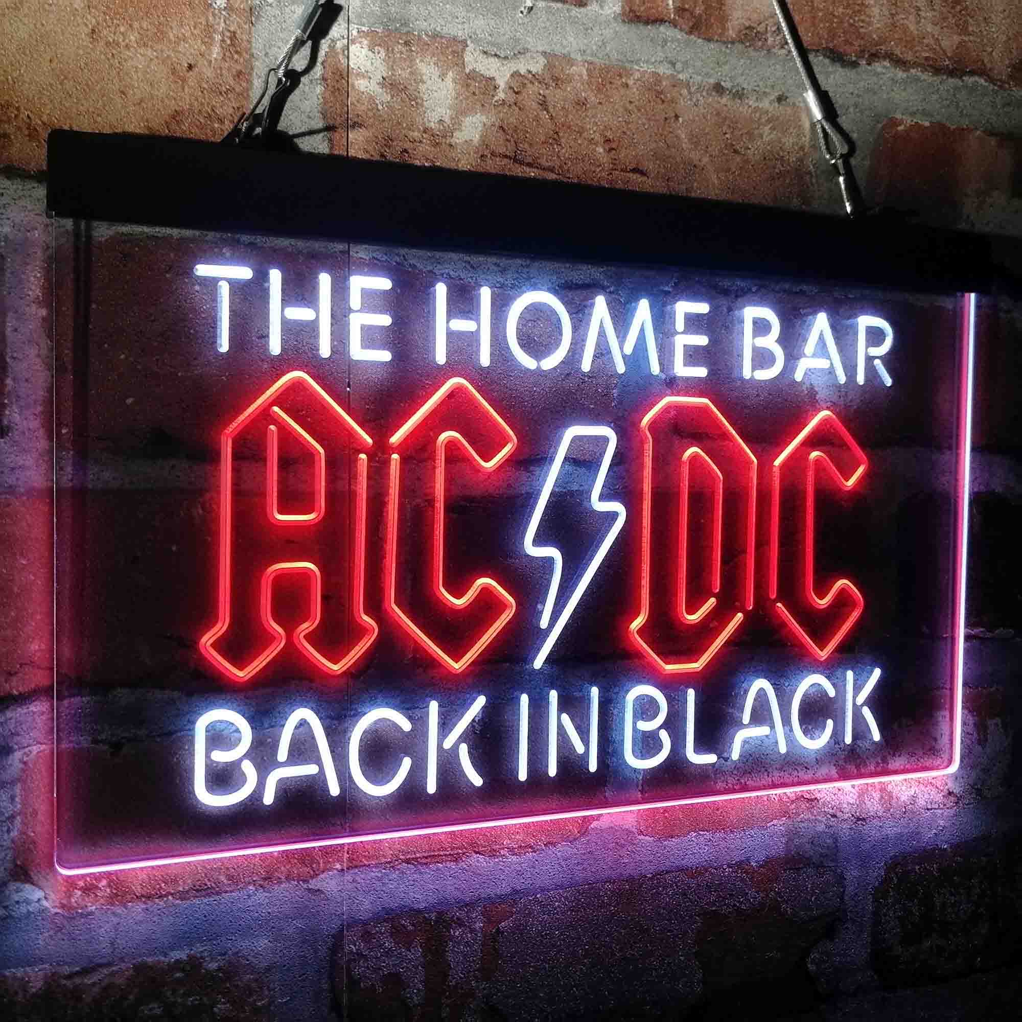 Custom Name ACDC Back in Black Home Bar Neon LED Sign