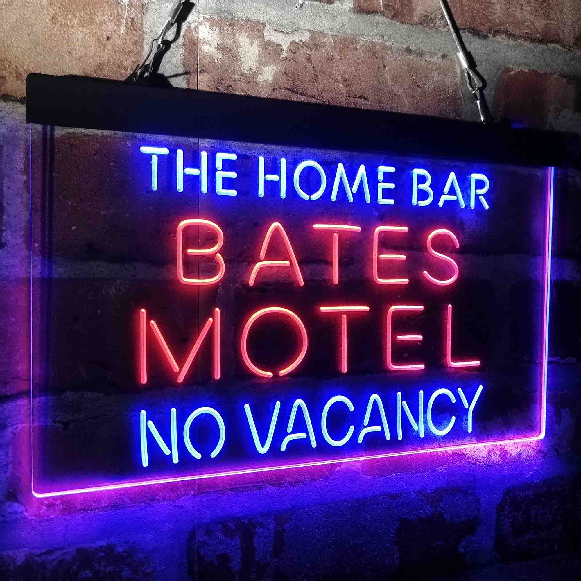 Custom Name Bates Motel No Vacancy Halloween Home Bar Neon LED Sign