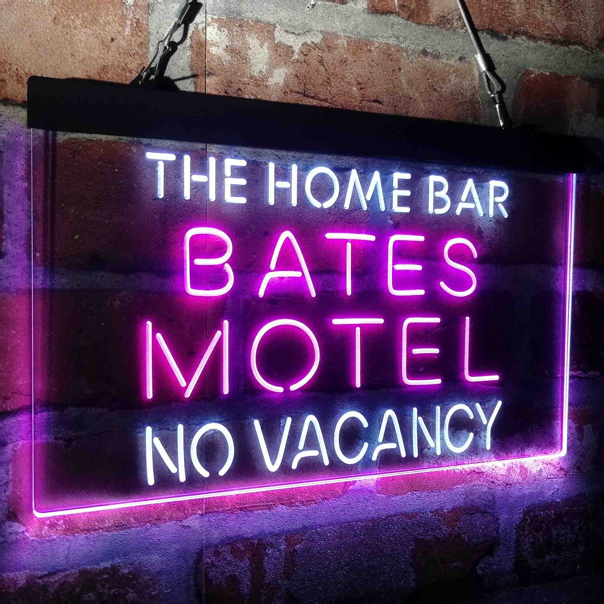 Custom Name Bates Motel No Vacancy Halloween Home Bar Neon LED Sign