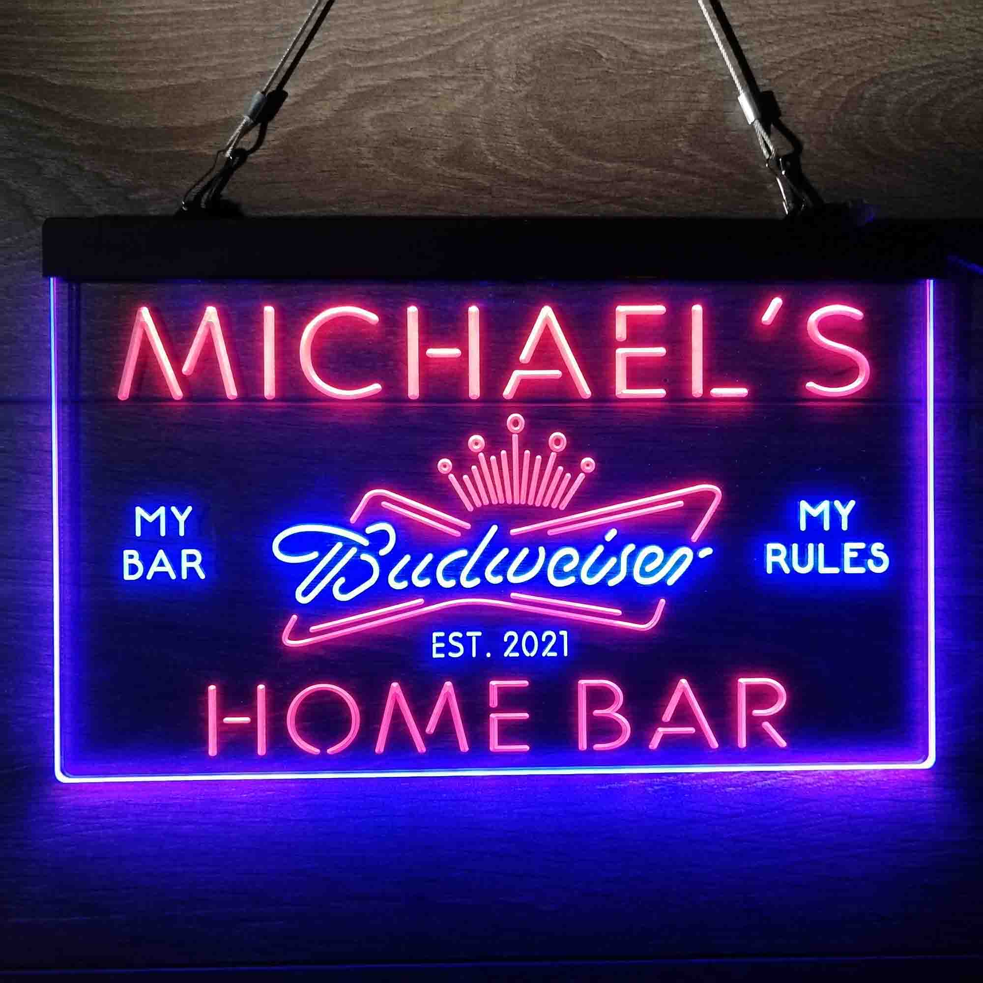 Custom Name Budweisers King Beer Bar Home Bar Neon LED Sign