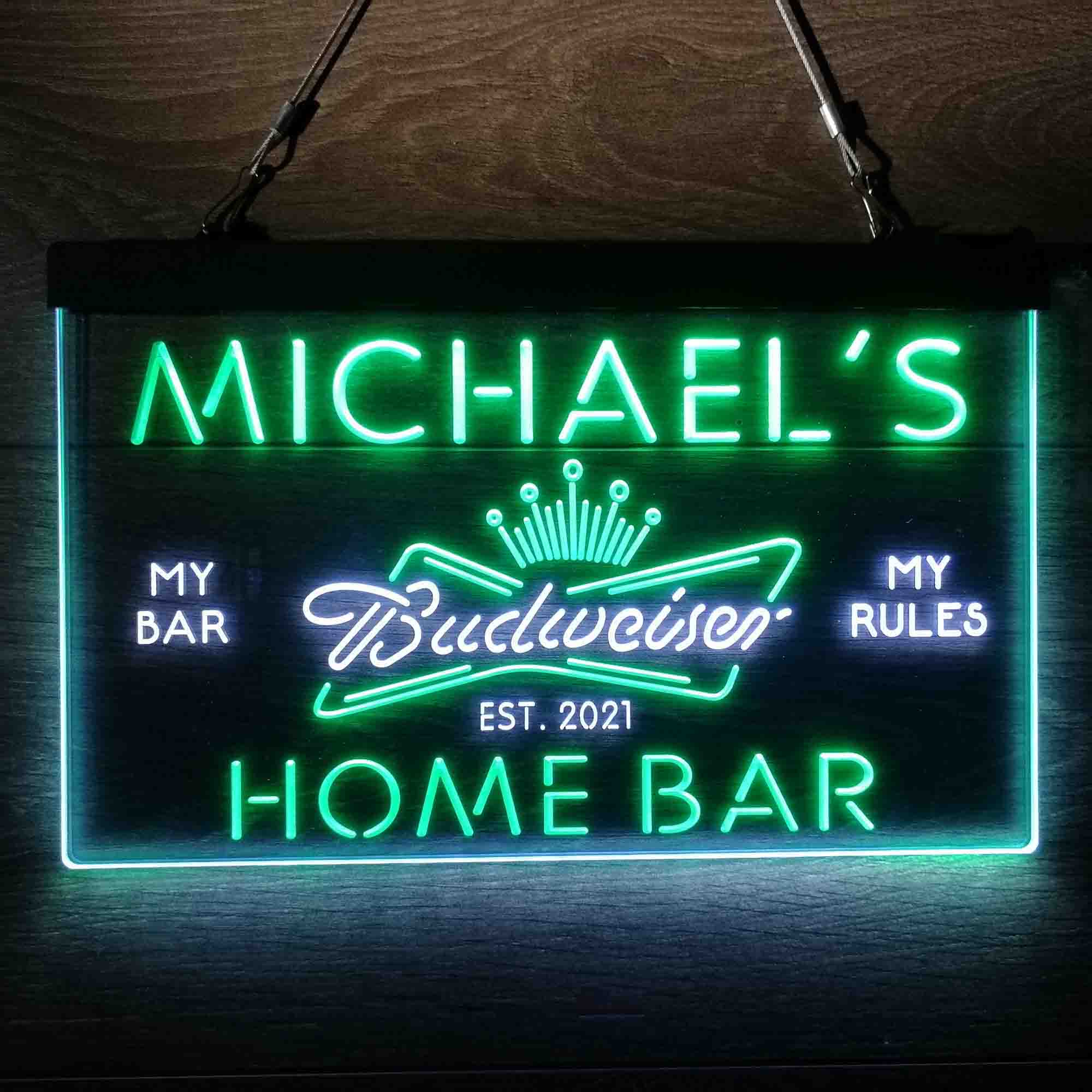 Custom Name Budweisers King Beer Bar Home Bar Neon LED Sign