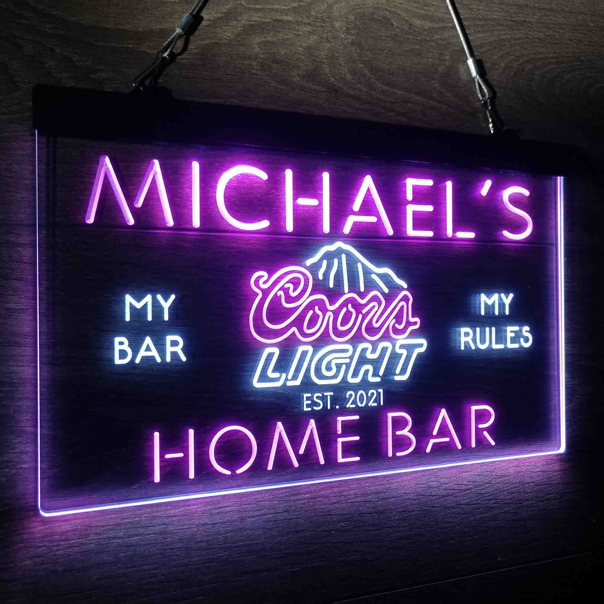 Custom Name Coors Light Mountain Beer Bar  Home Bar Neon LED Sign
