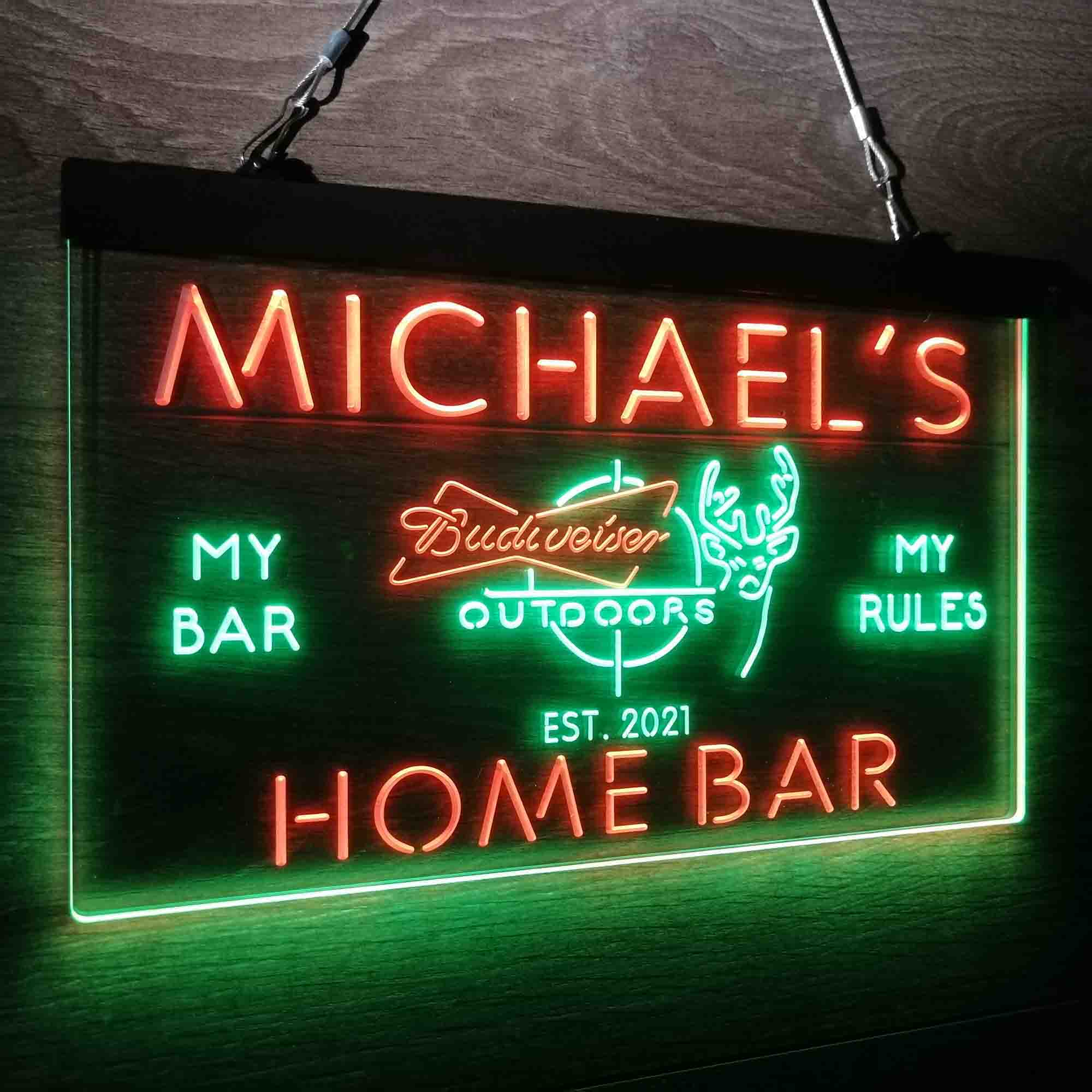 Custom Name Budweisers Home Bar Neon LED Sign