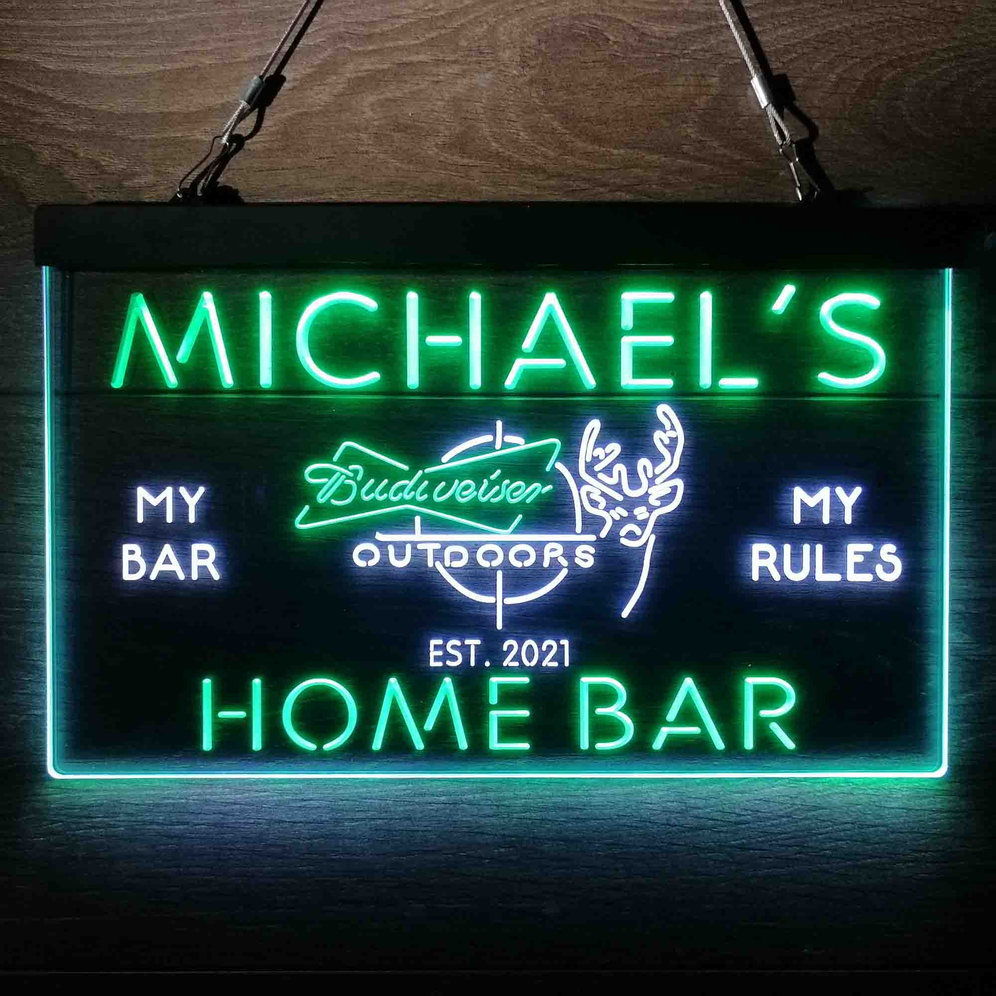 Custom Name Budweisers Home Bar Neon LED Sign