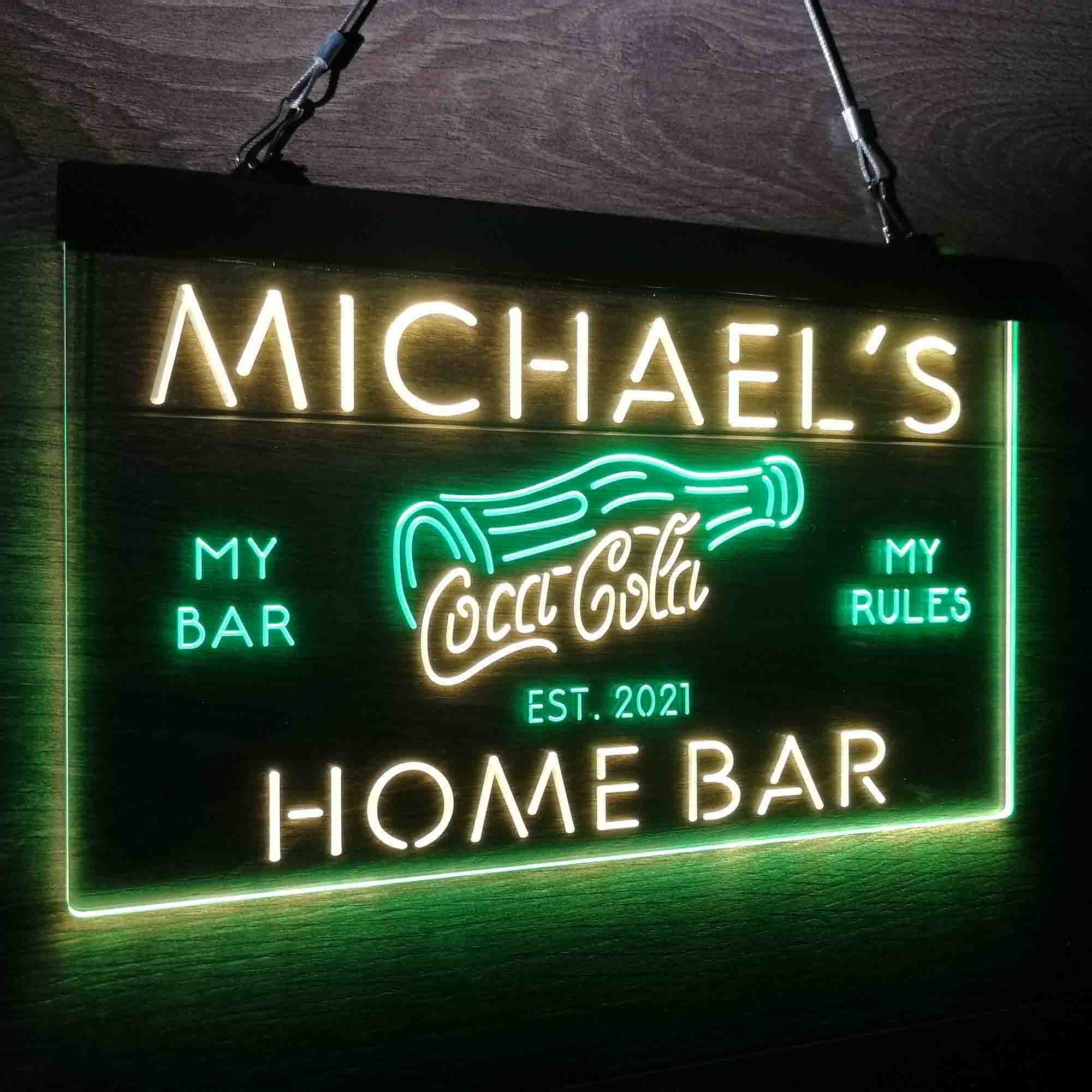 Custom Name Coca Cola Bottle Drink Bar Home Bar Neon LED Sign