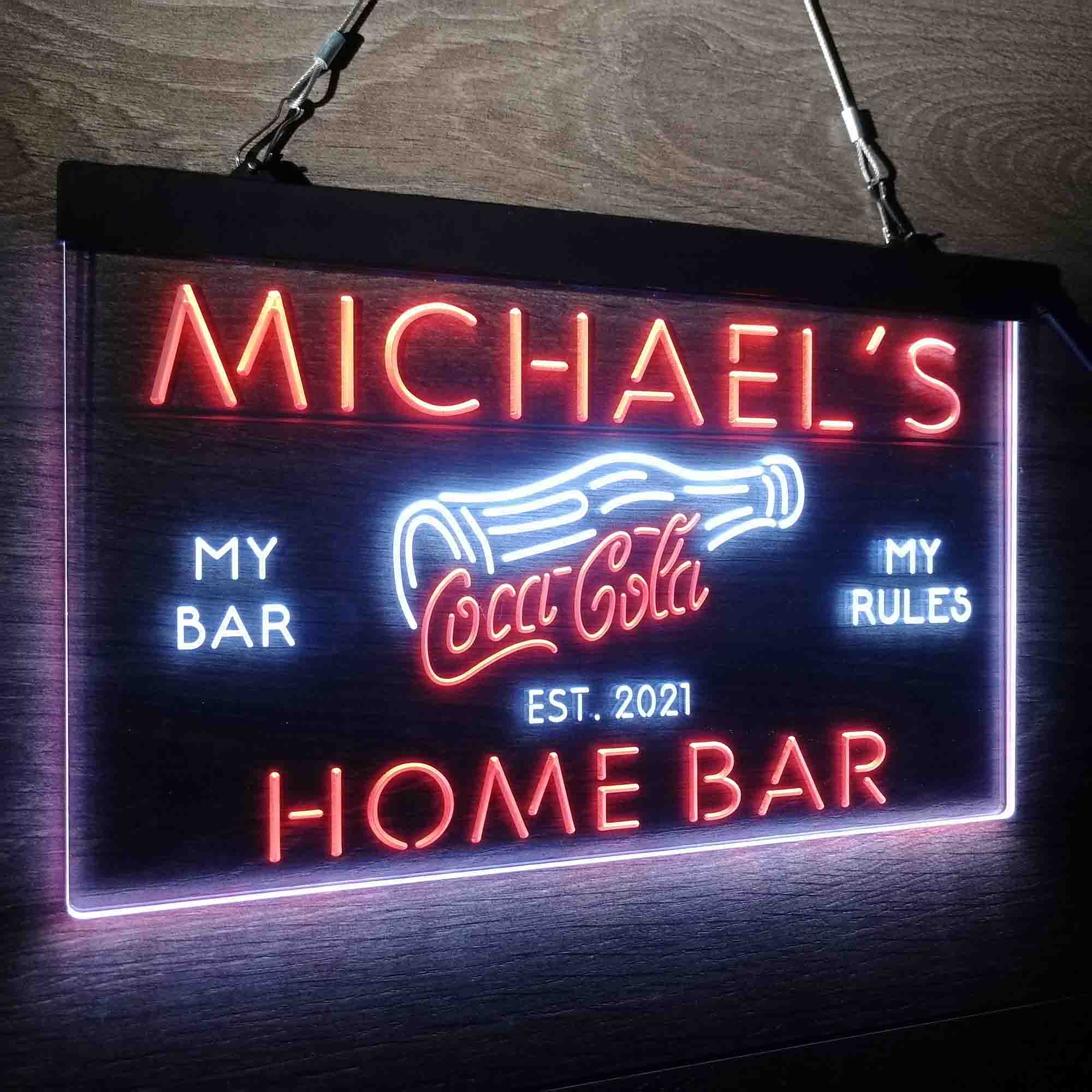 Custom Name Coca Cola Bottle Drink Bar Home Bar Neon LED Sign