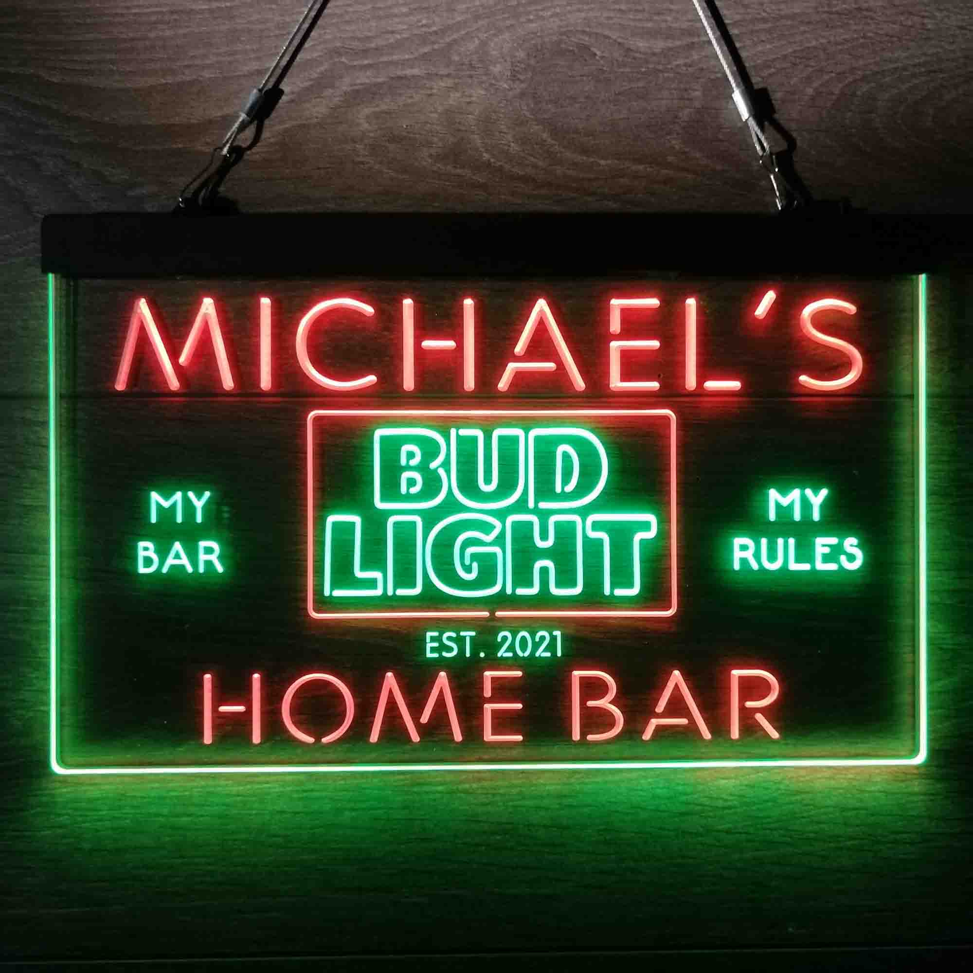 Custom Name Bud Light Home Bar Neon LED Sign