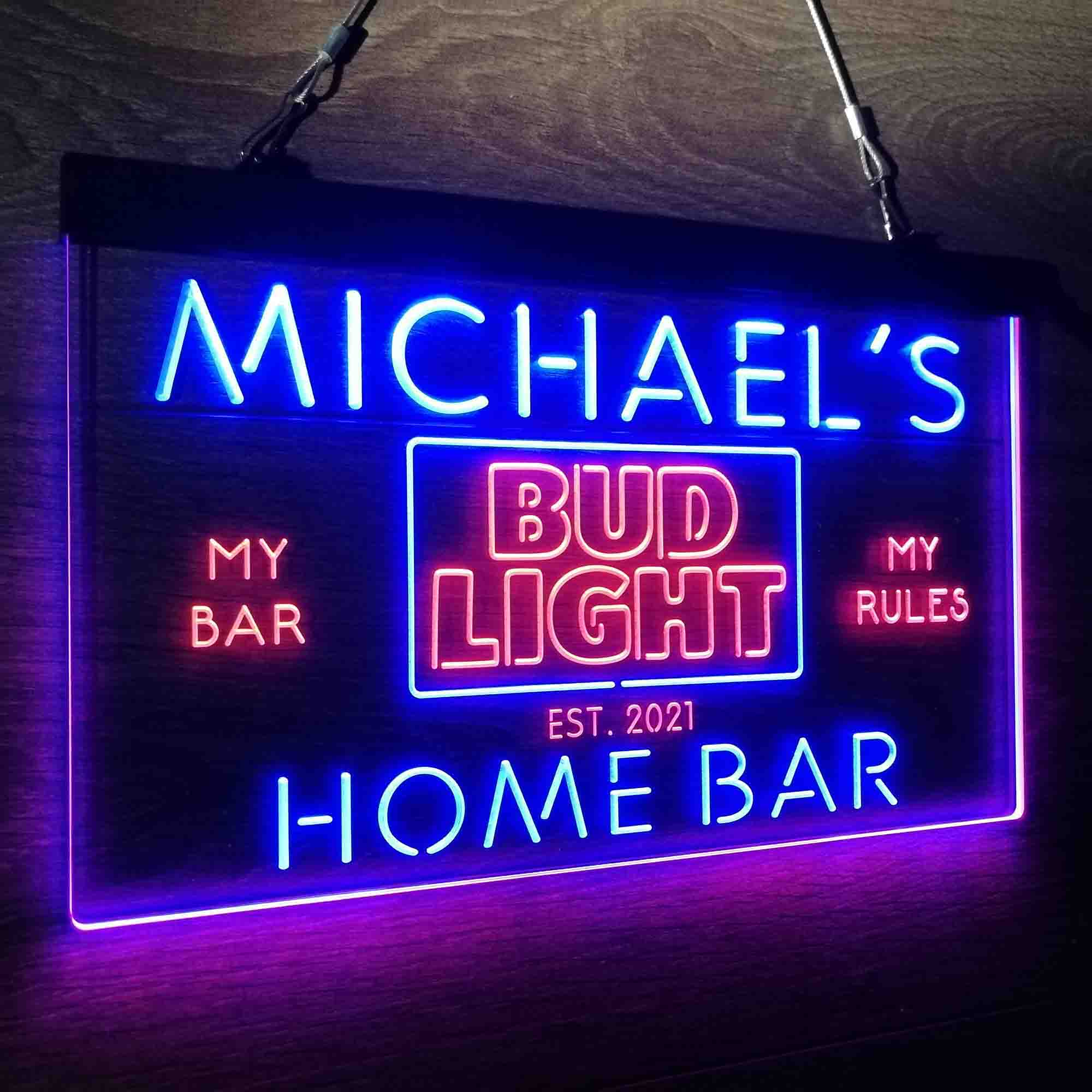 Custom Name Bud Light Home Bar Neon LED Sign
