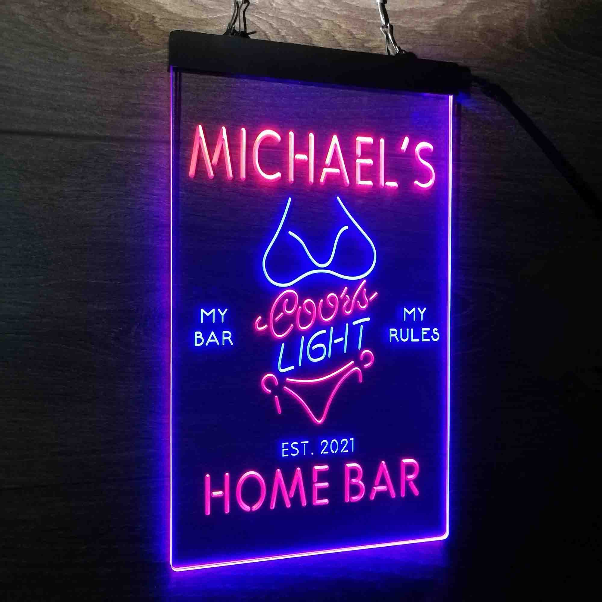 Custom Name Coors Light Bikini Girl Home Bar Neon LED Sign