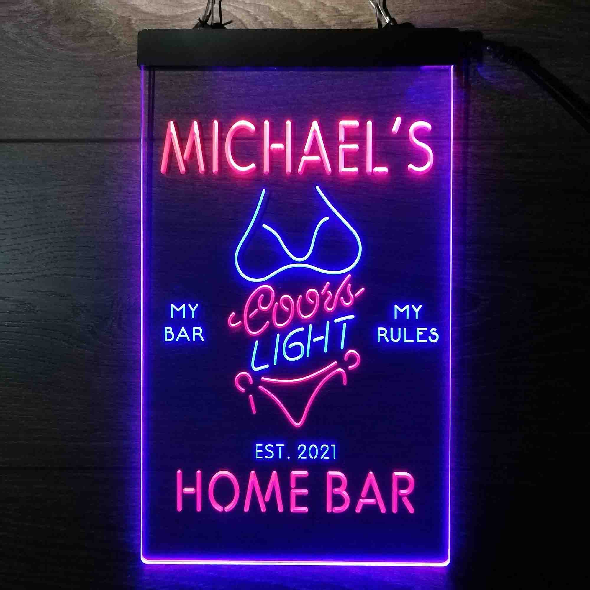 Custom Name Coors Light Bikini Girl Home Bar Neon LED Sign