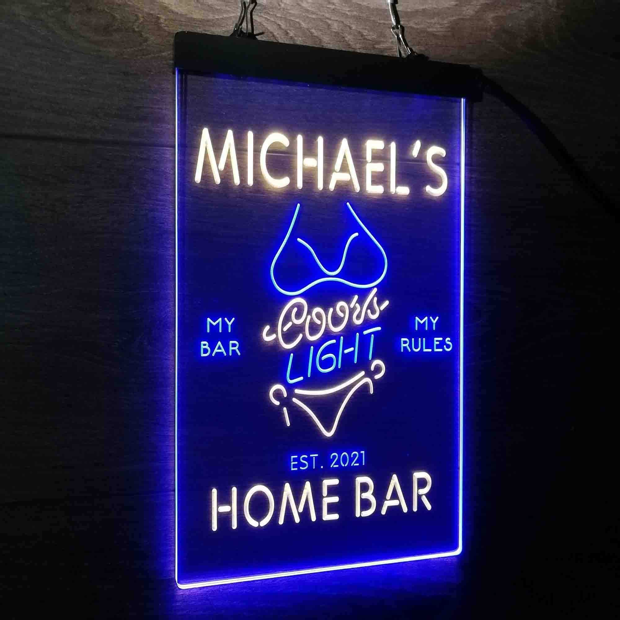 Custom Name Coors Light Bikini Girl Home Bar Neon LED Sign