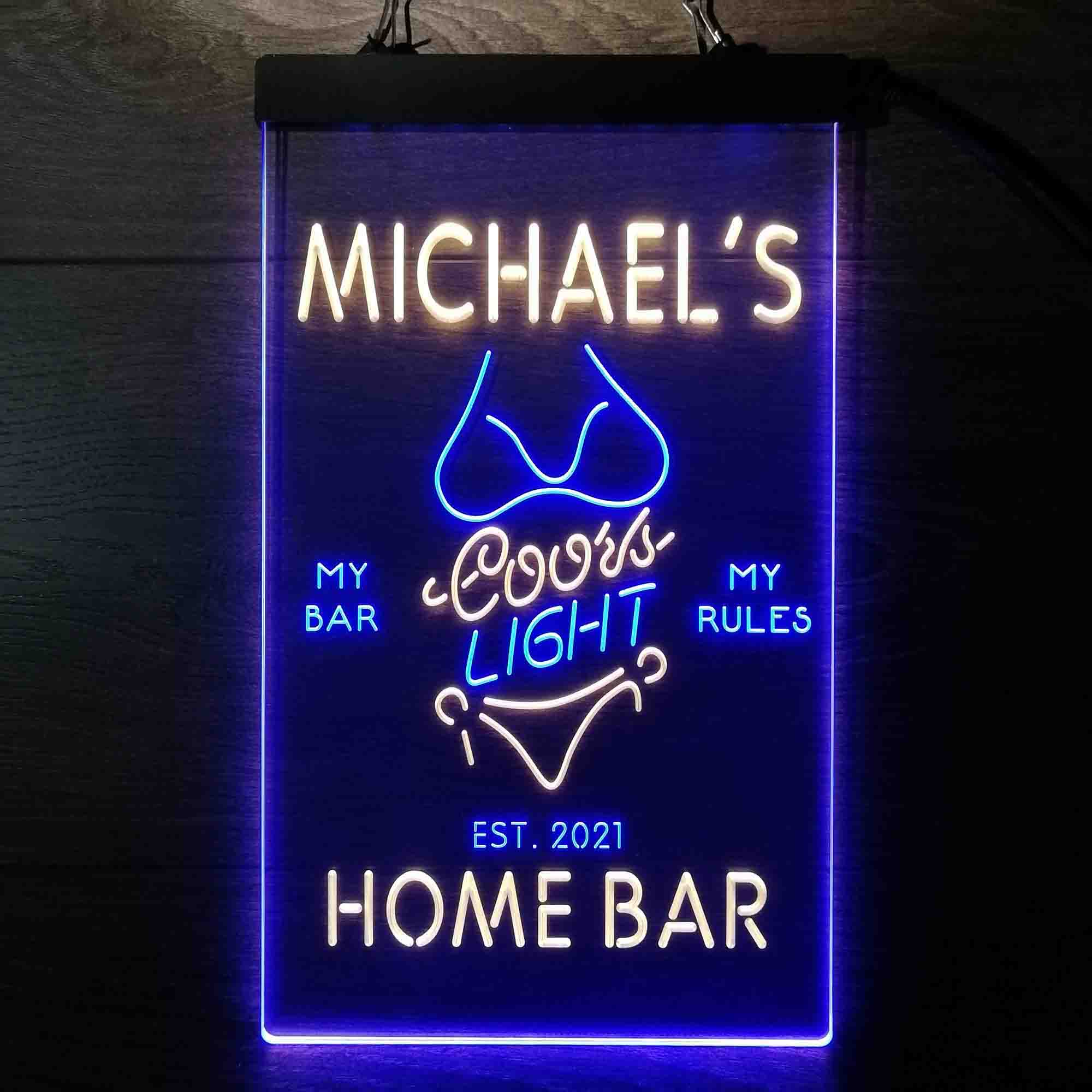 Custom Name Coors Light Bikini Girl Home Bar Neon LED Sign