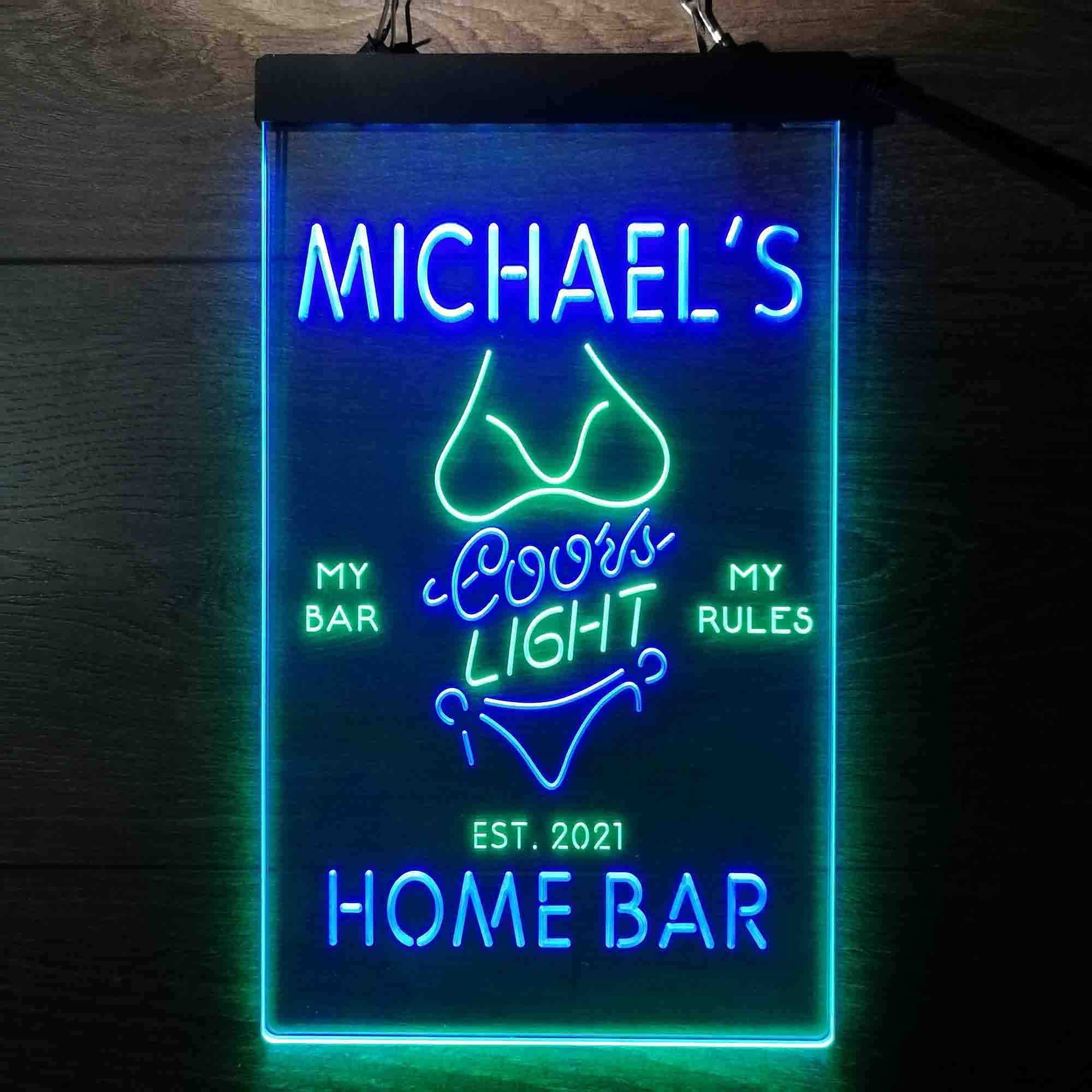 Custom Name Coors Light Bikini Girl Home Bar Neon LED Sign