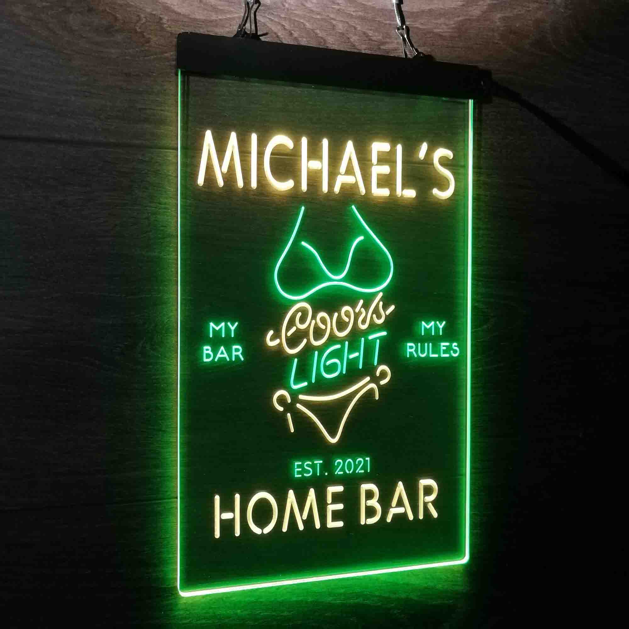 Custom Name Coors Light Bikini Girl Home Bar Neon LED Sign